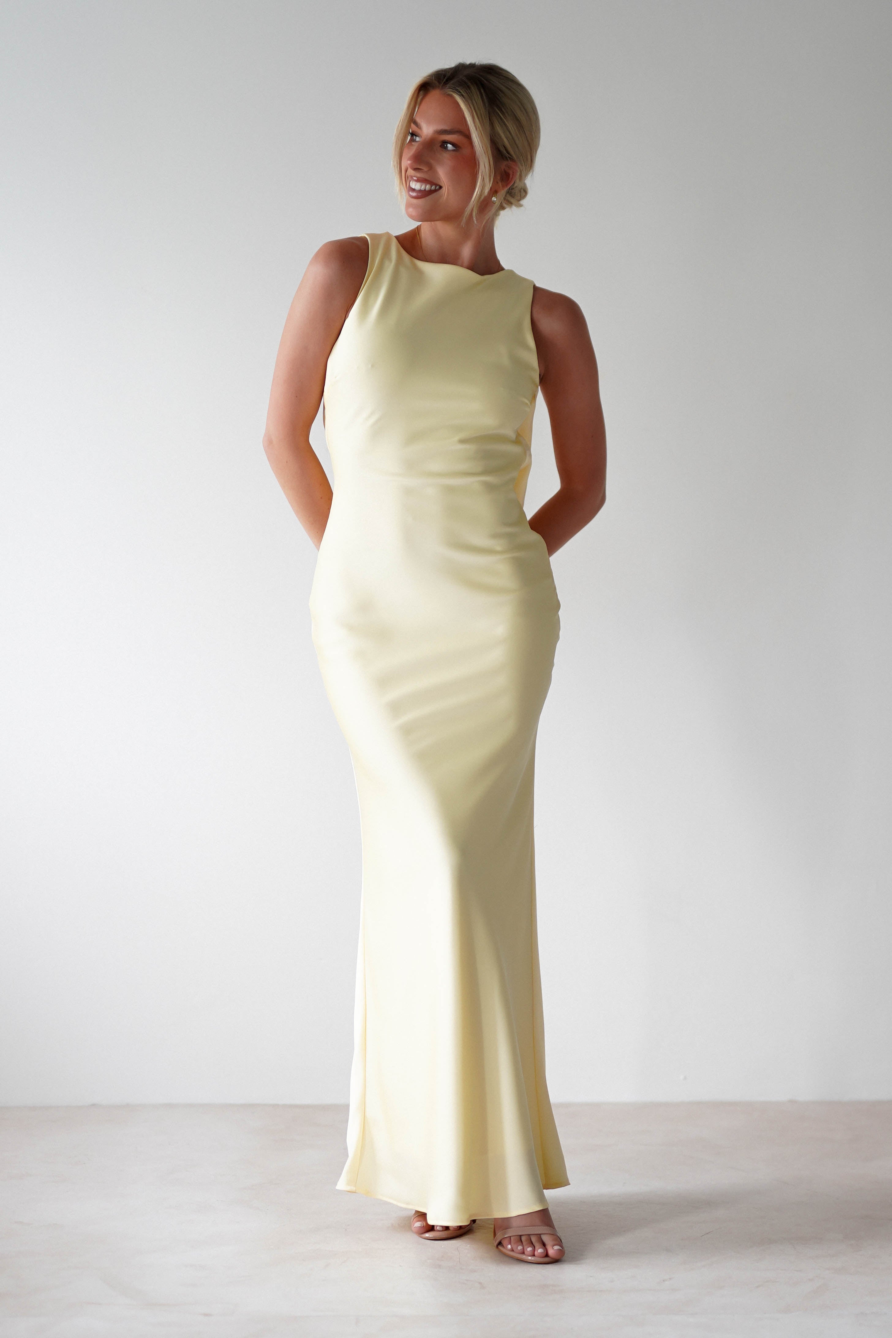Alanna Soft Matte Satin Maxi Dress | Yellow | Oh Hello Clothing | XS (6)