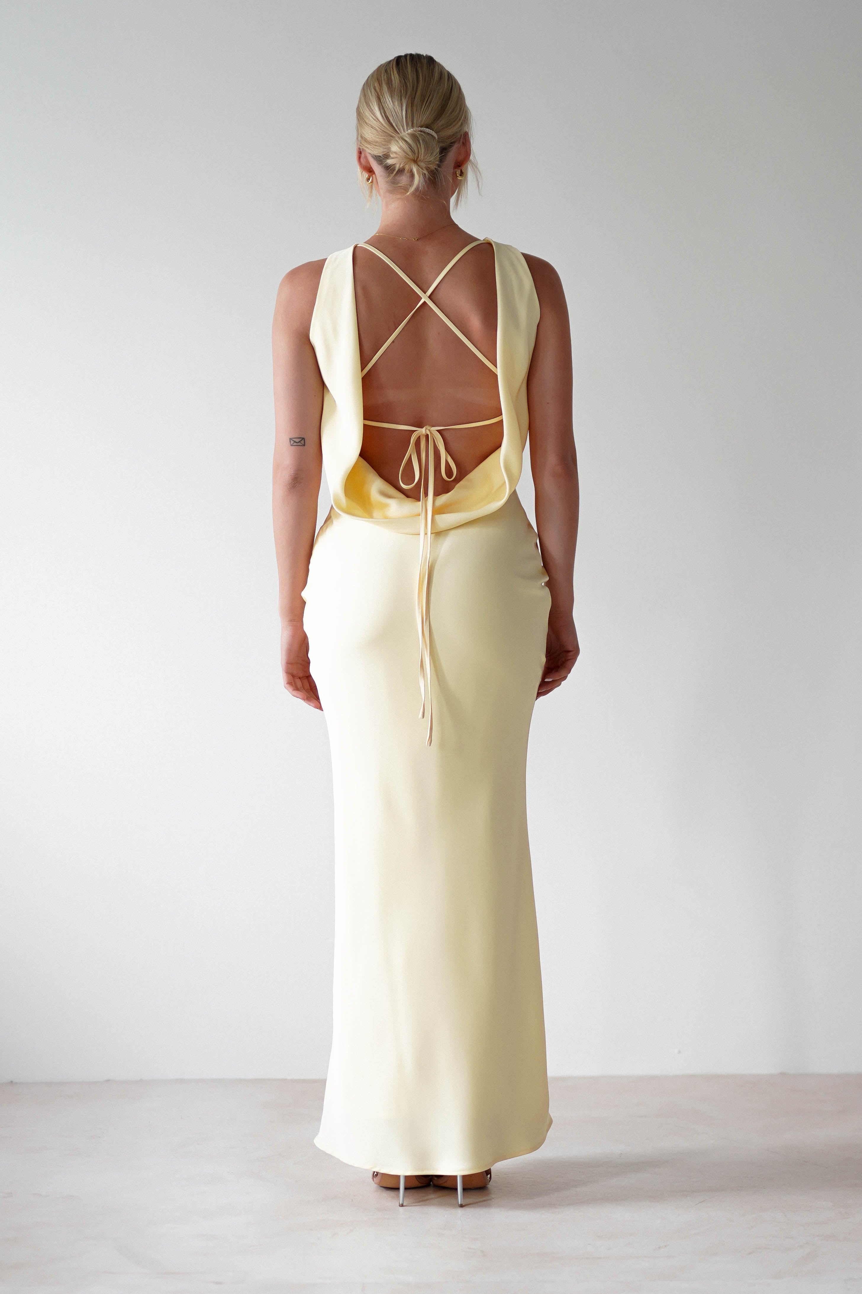 Alanna Soft Matte Satin Maxi Dress | Yellow | Oh Hello Clothing | XS (6)