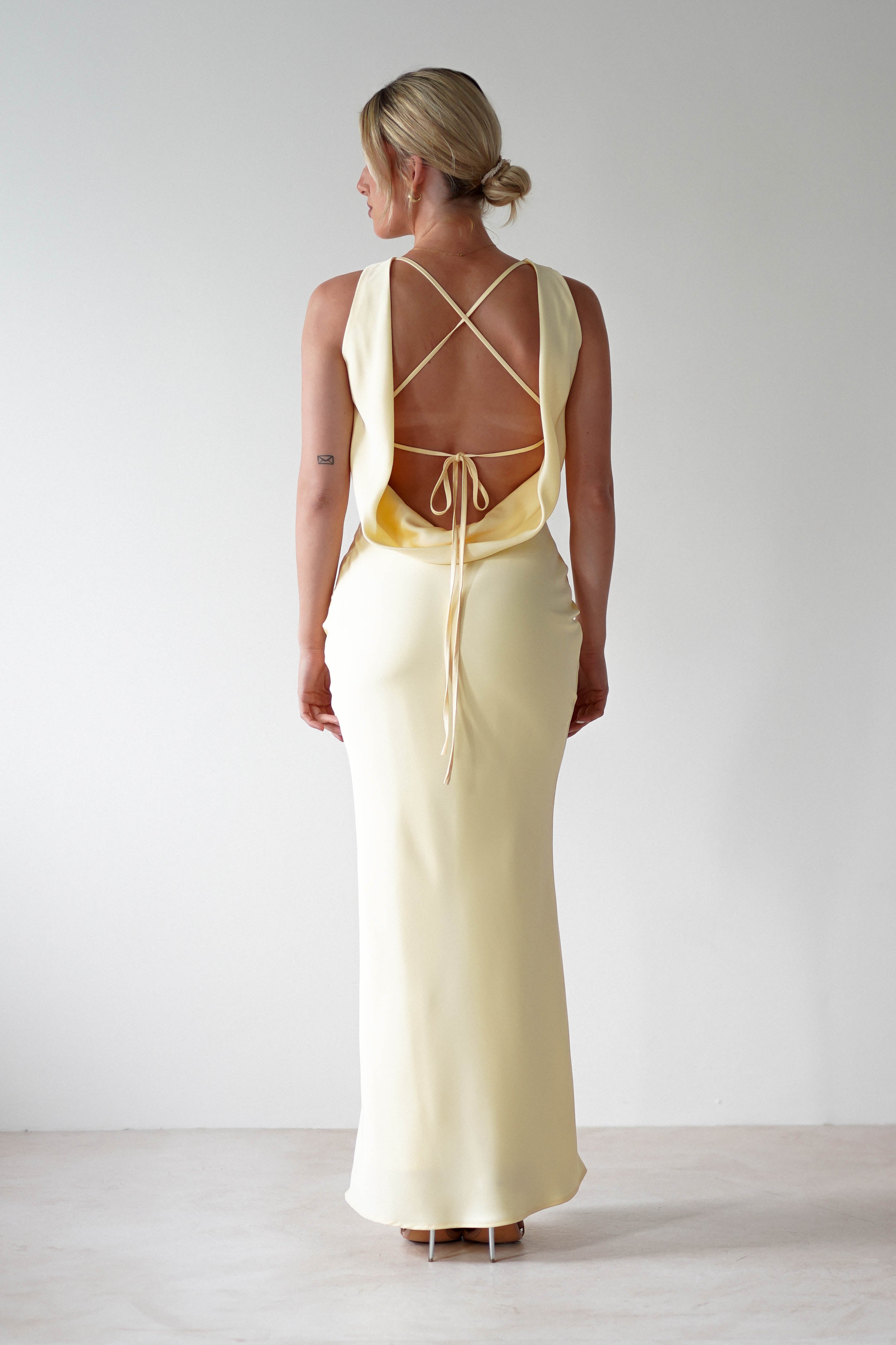 Alanna Soft Matte Satin Maxi Dress | Yellow | Oh Hello Clothing | XS (6)