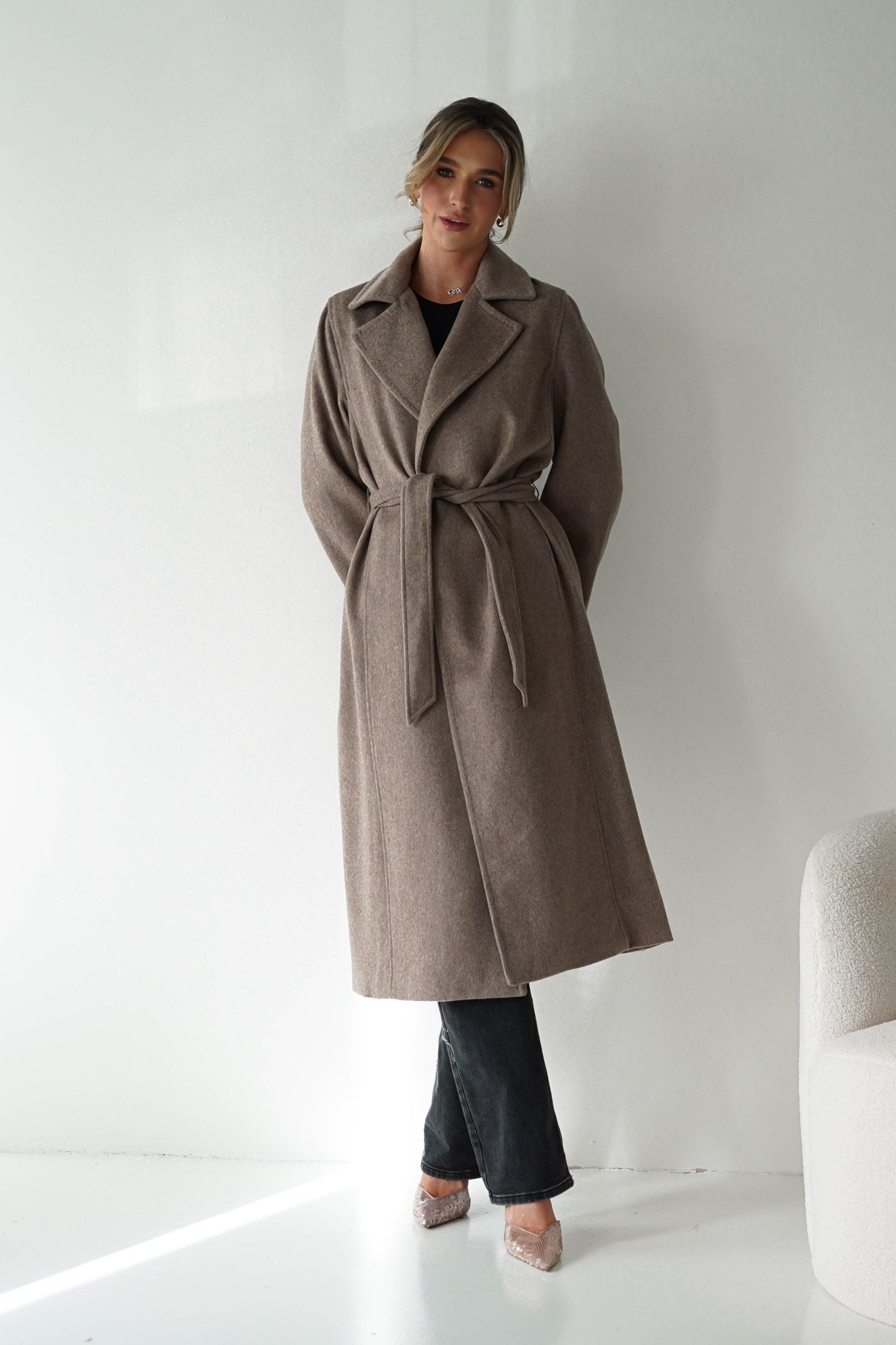Oh Hello Clothing Blazer & Coats 1*DONE-ATTENTIF-M2533- TAUPE COAT