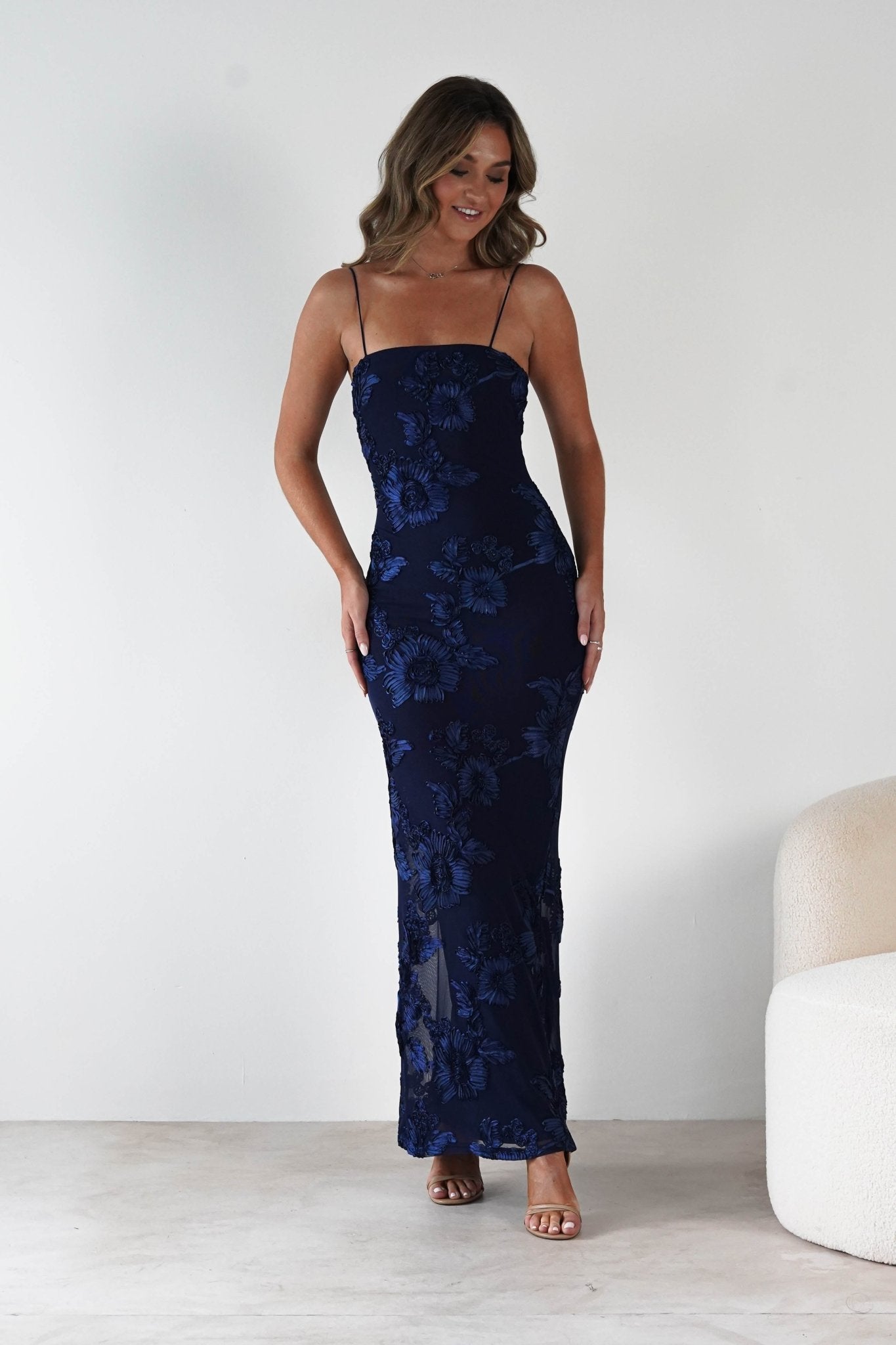Alvana Floral Appliqué Maxi Dress | Navy | Oh Hello Clothing | XS (6)