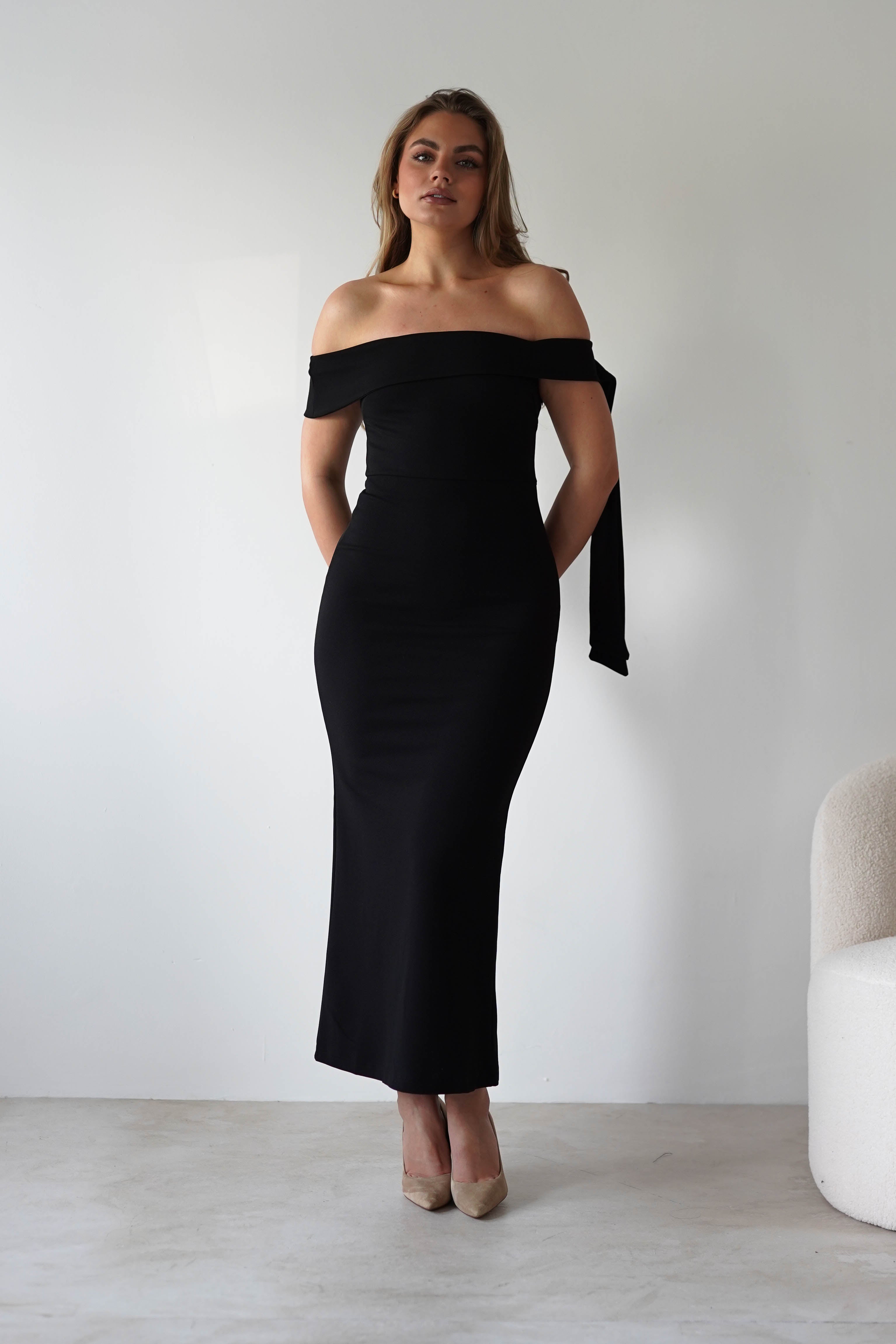 Amalthea Off the Shoulder Midaxi | Black | Oh Hello Clothing | XS (6)