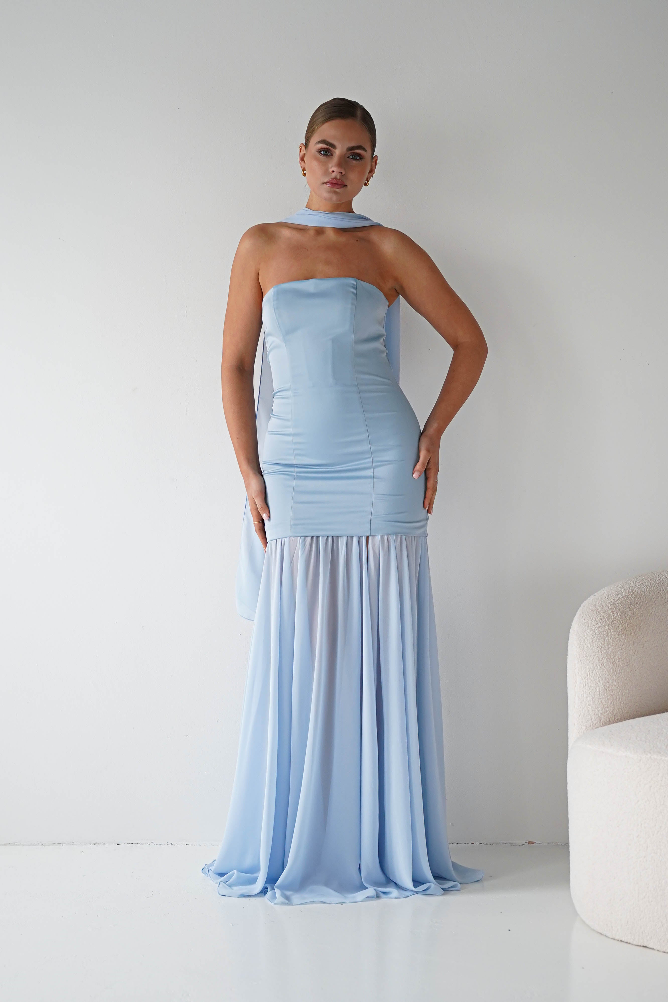 Oh Hello Clothing Women > Clothing > Dresses Amora Strapless Structured Maxi Dress | Blue