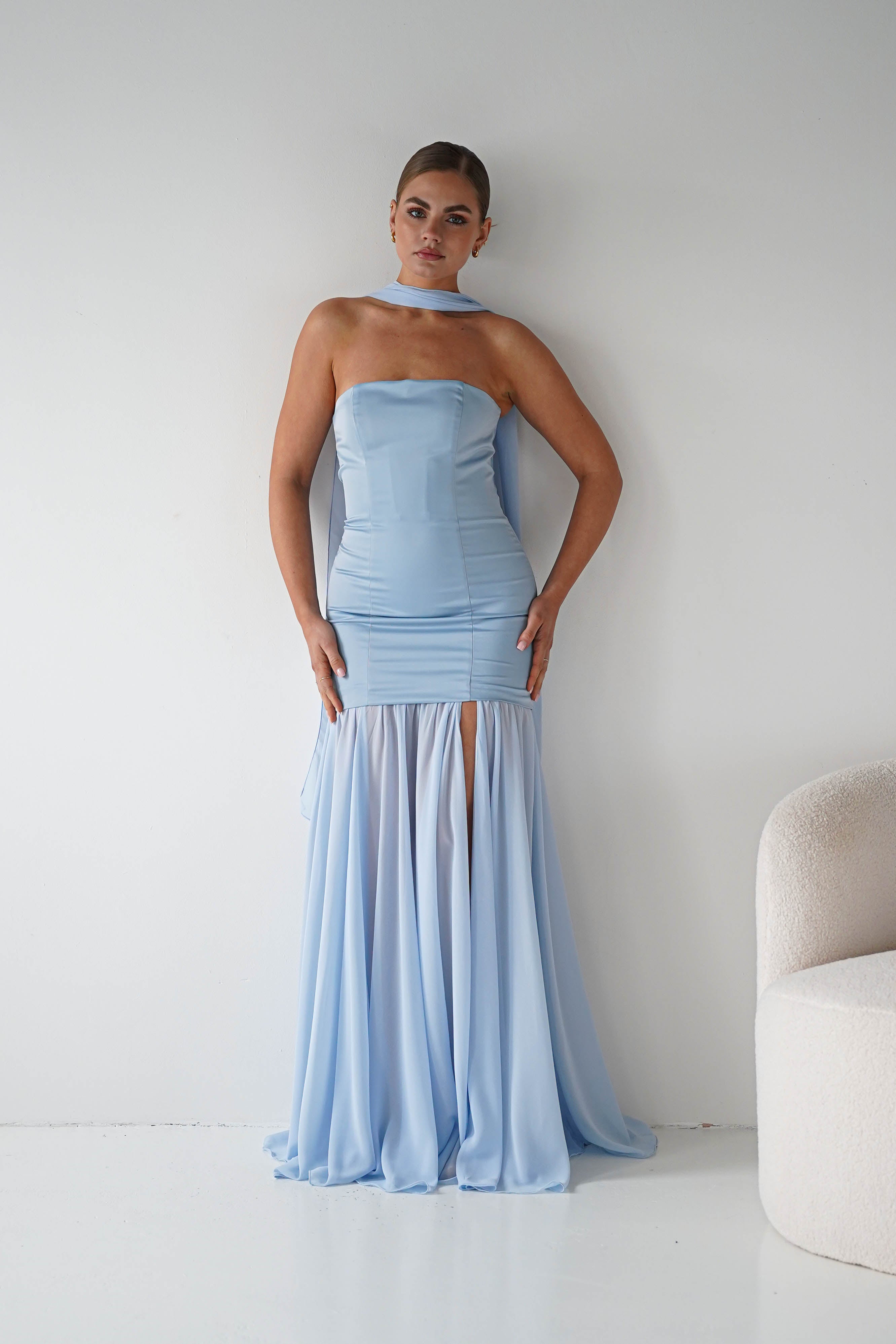 Oh Hello Clothing Women > Clothing > Dresses Amora Strapless Structured Maxi Dress | Blue