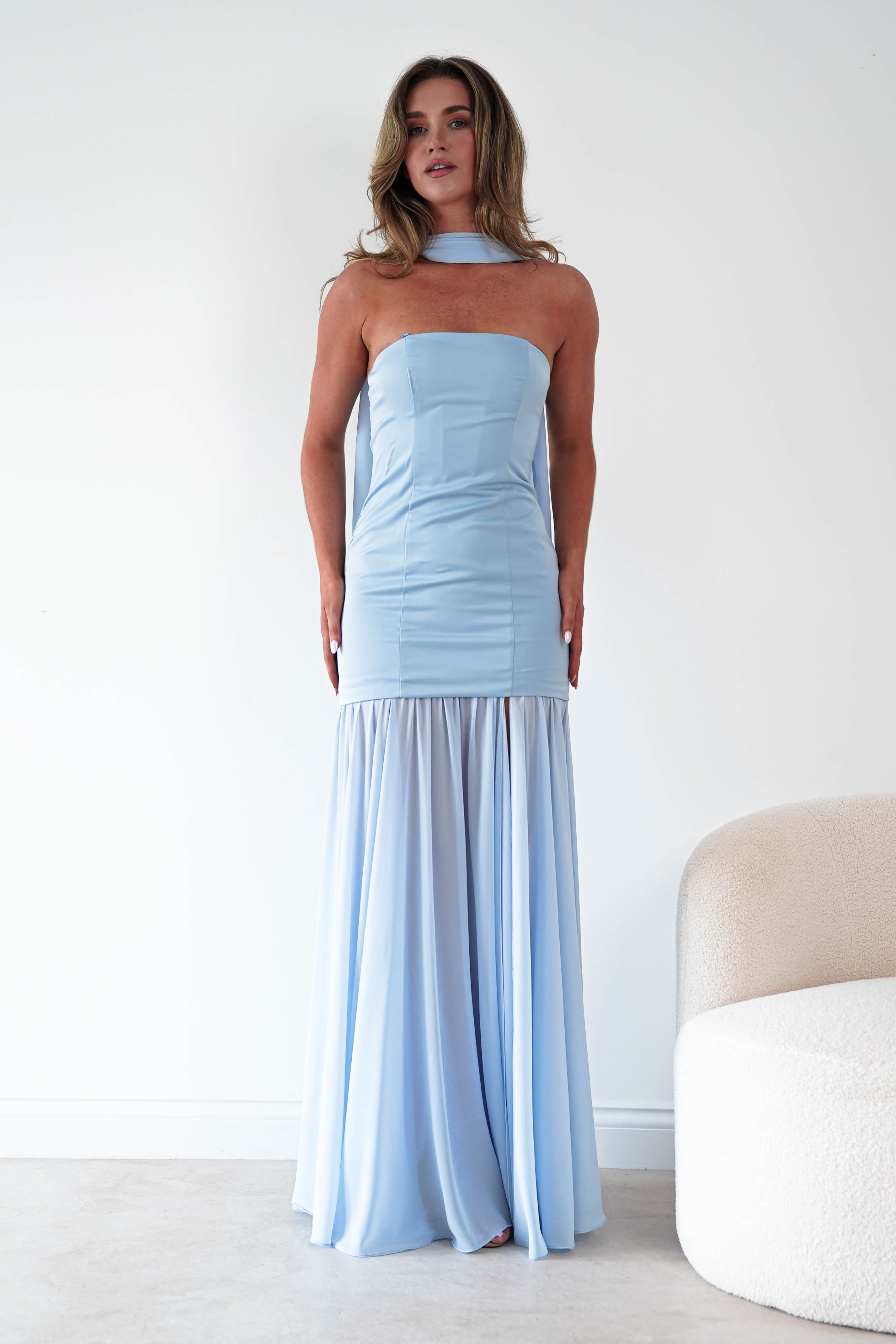 Oh Hello Clothing Women > Clothing > Dresses Amora Strapless Structured Maxi Dress | Blue