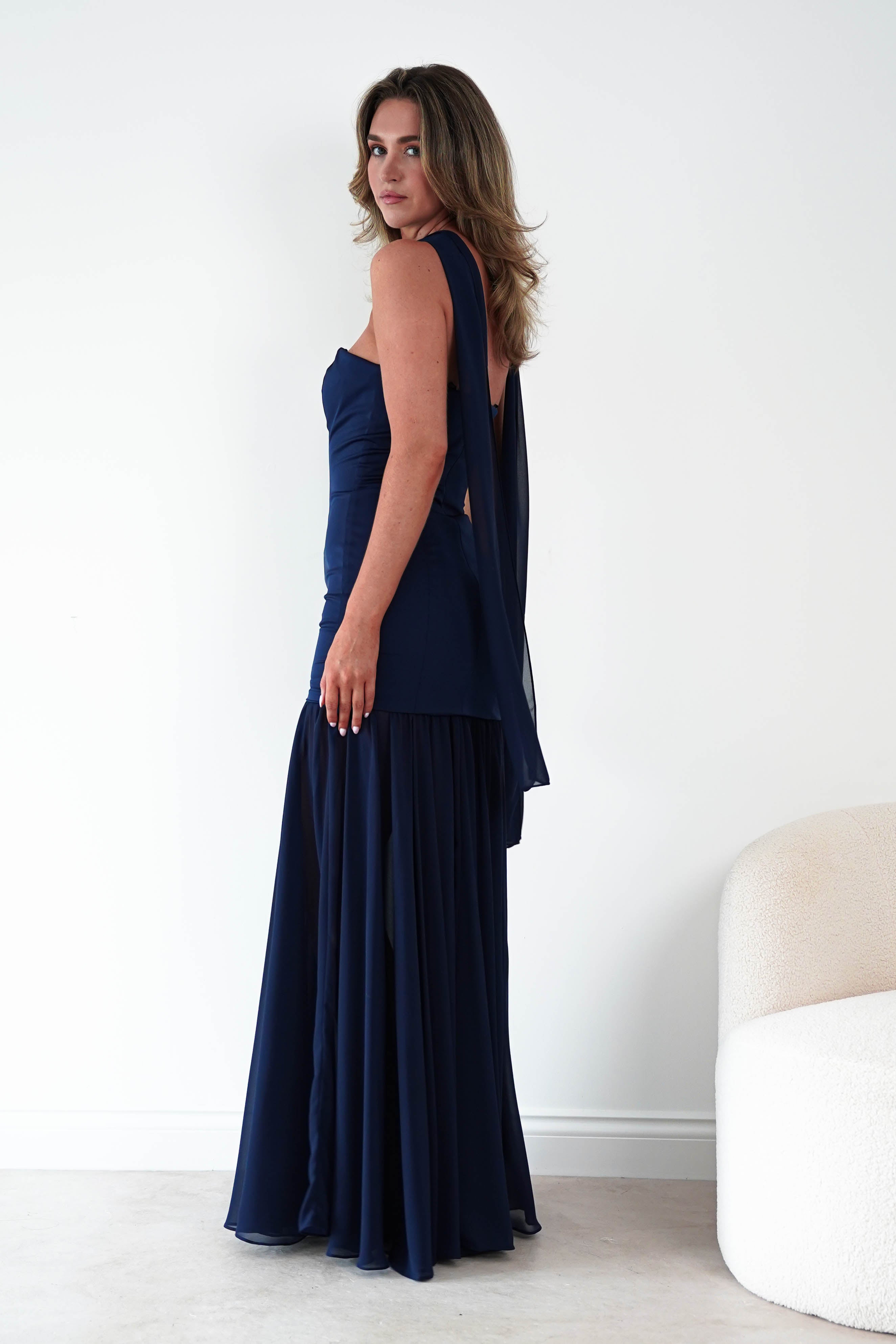 Oh Hello Clothing Women > Clothing > Dresses Amora Strapless Structured Maxi Dress | Navy