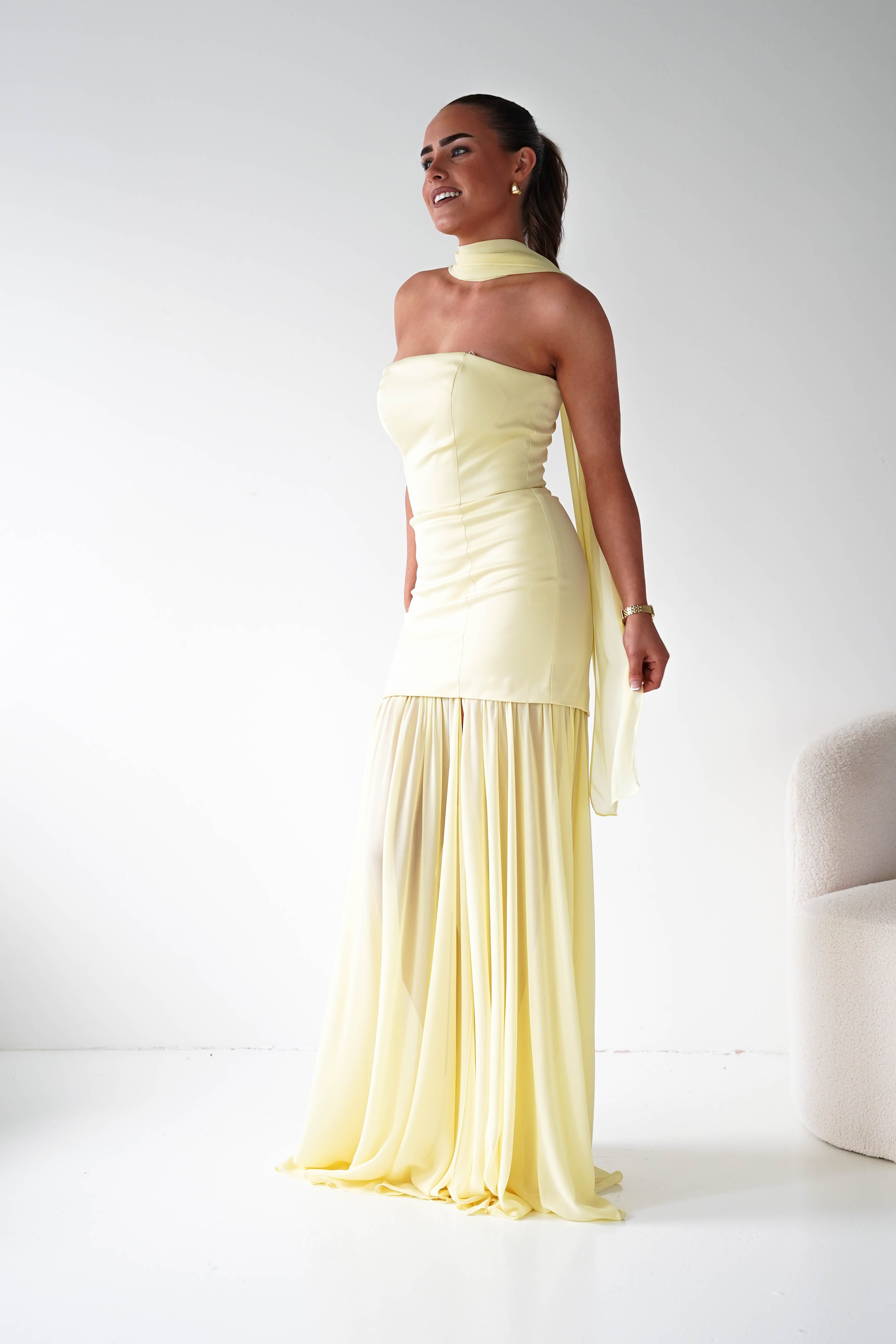 Oh Hello Clothing Women > Clothing > Dresses Amora Strapless Structured Maxi Dress | Yellow