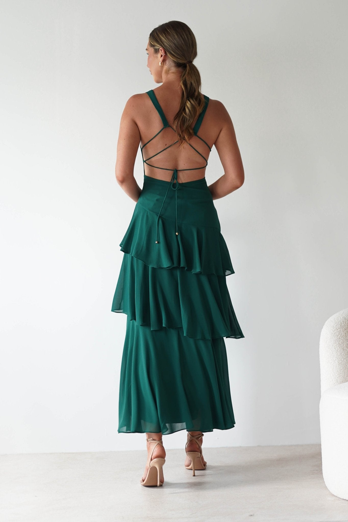 Andalusia Ruffle Maxi Dress | Forest Green | Oh Hello Clothing | XS (6)