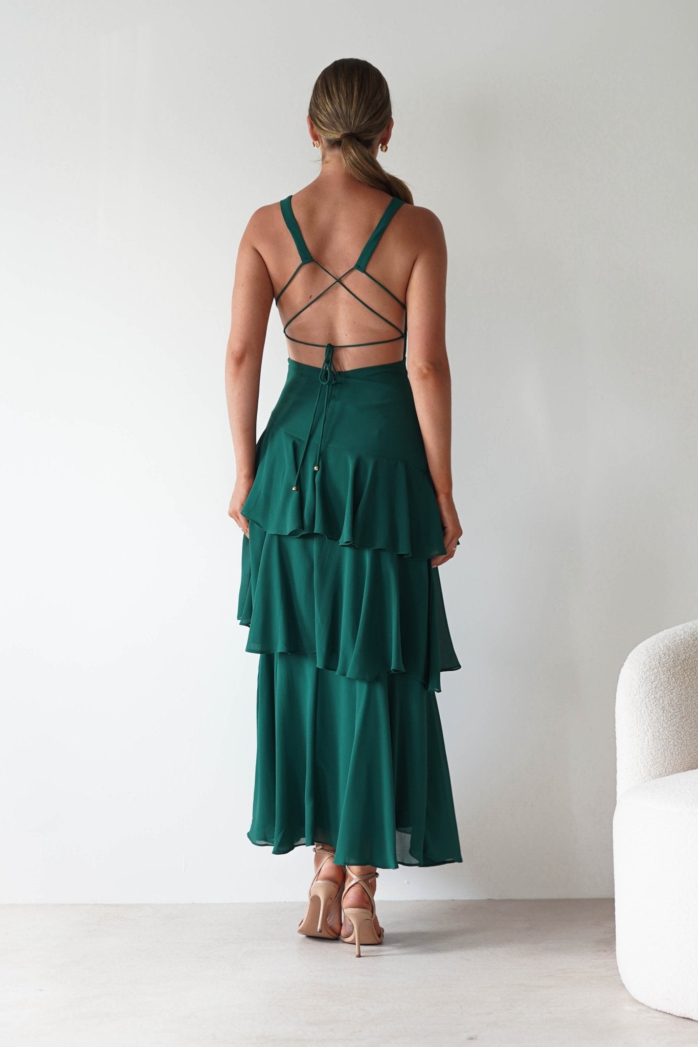 Andalusia Ruffle Maxi Dress | Forest Green | Oh Hello Clothing | XS (6)