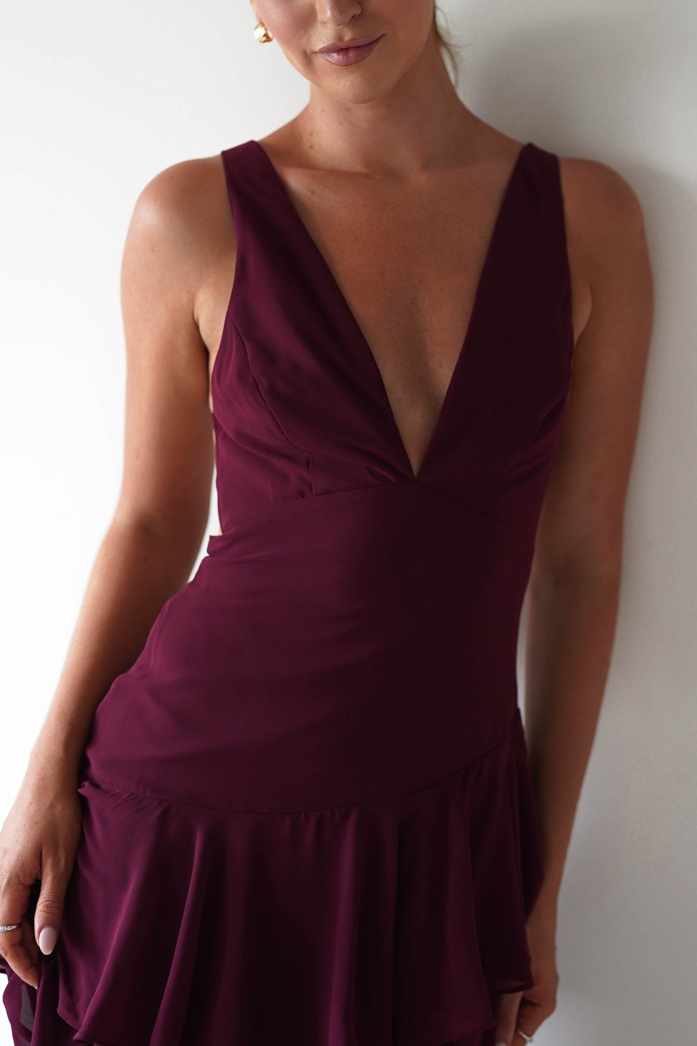 Andalusia Ruffle Maxi Dress | Wine | Oh Hello Clothing | XS (6)