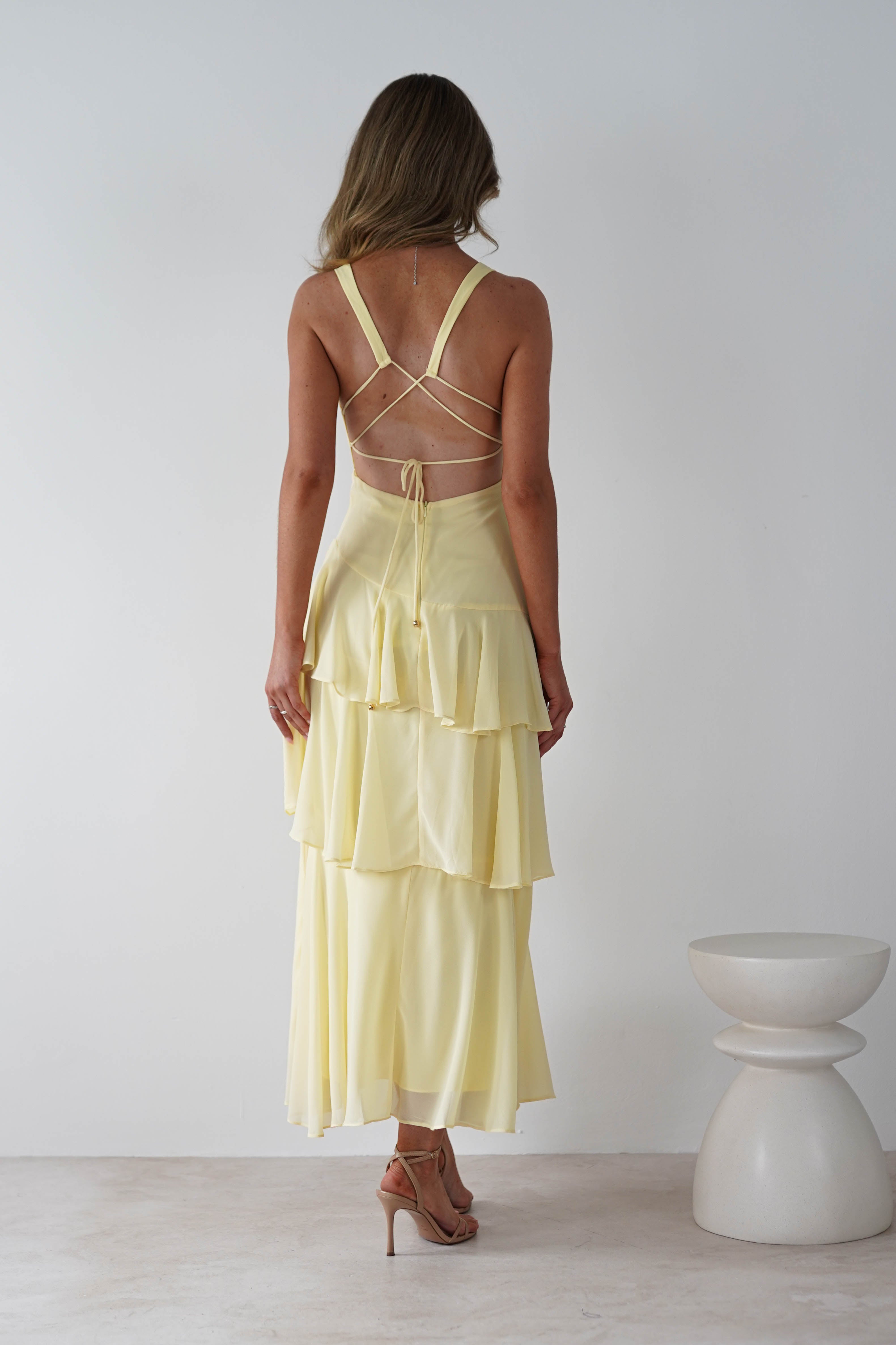 Andalusia Ruffle Maxi Dress | Yellow | Oh Hello Clothing | XS (6)
