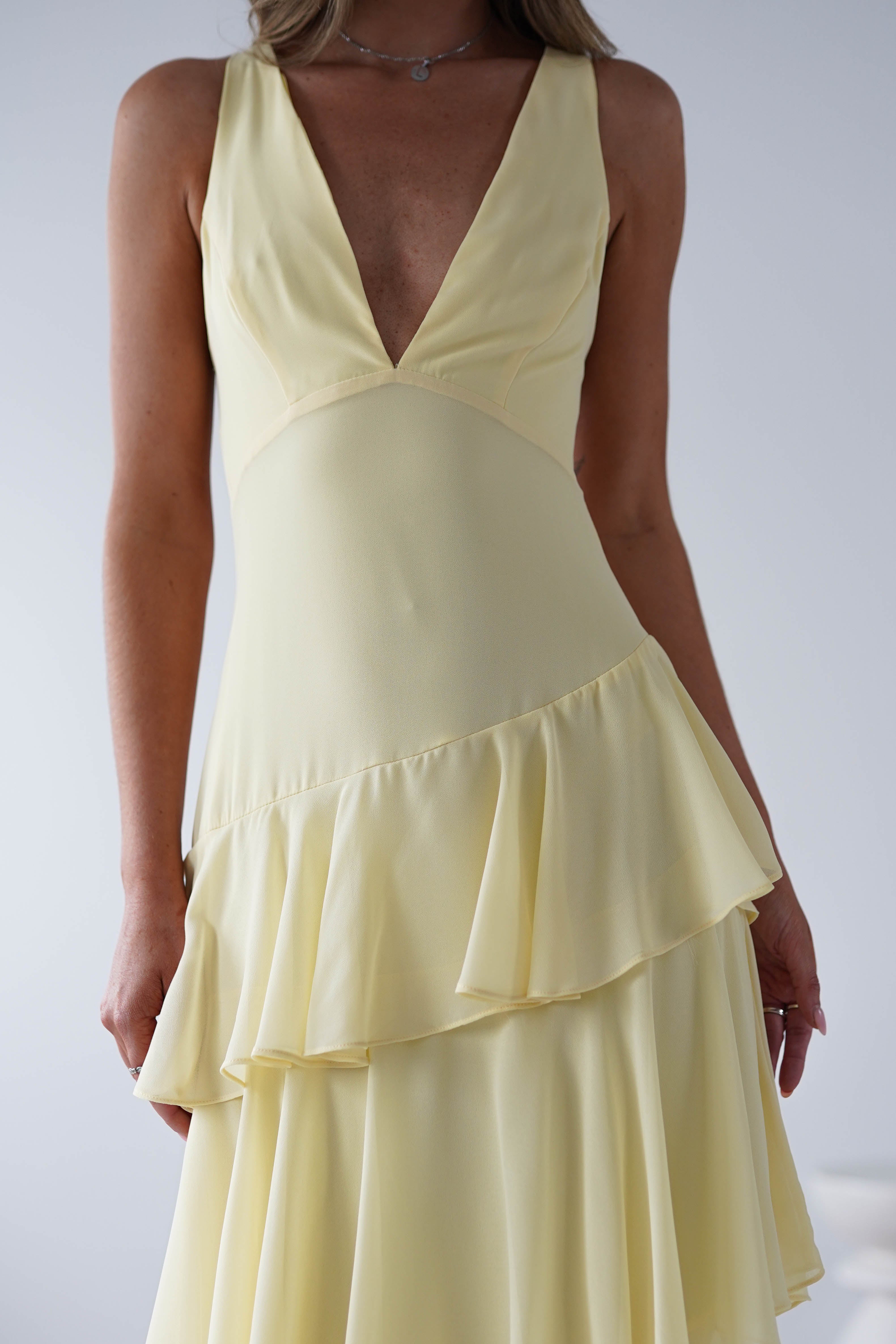 Andalusia Ruffle Maxi Dress | Yellow | Oh Hello Clothing | XS (6)