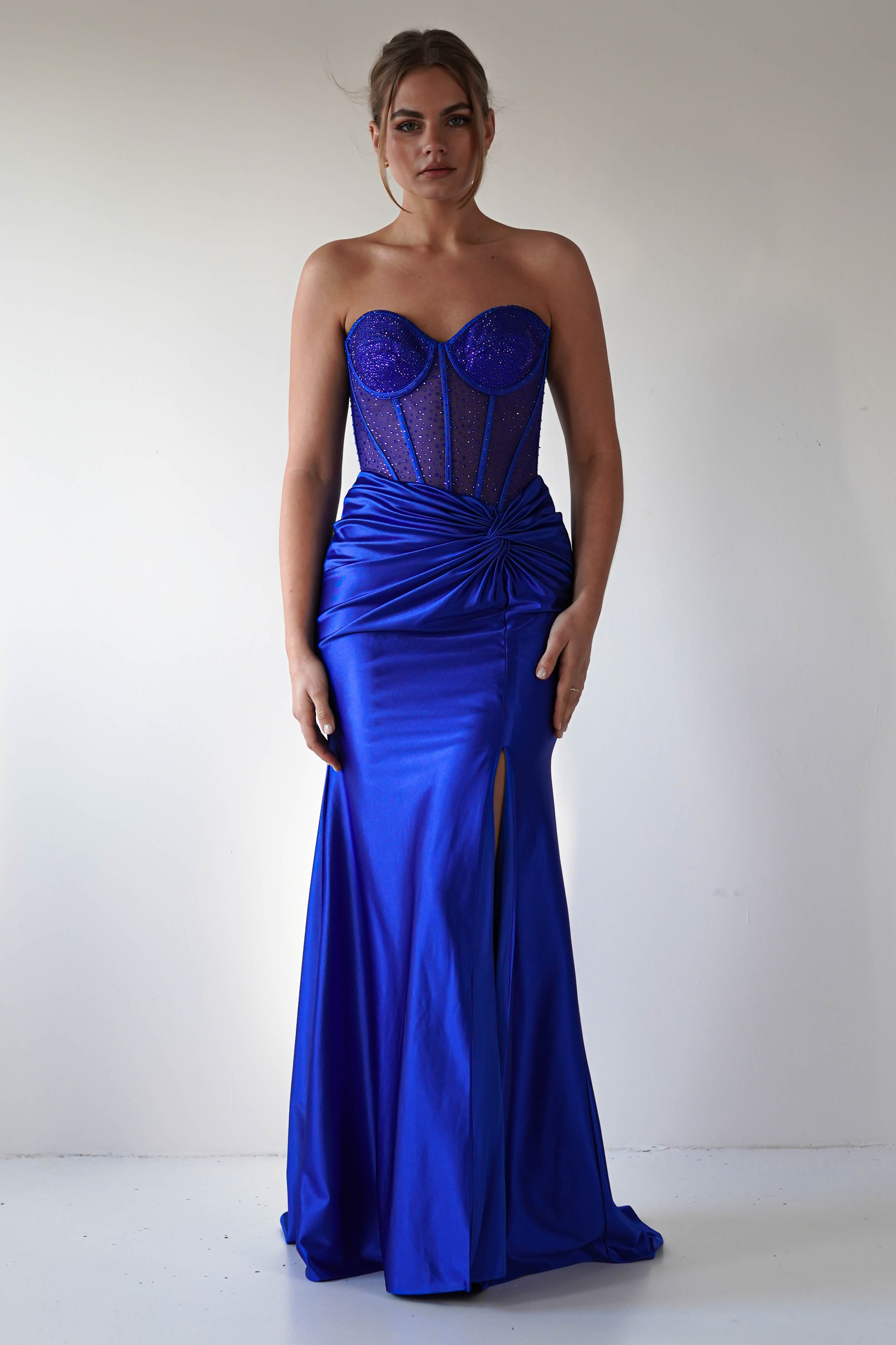 Andrina Rhinestone Strapless Gown | Royal Blue | Oh Hello Clothing | XS (6)