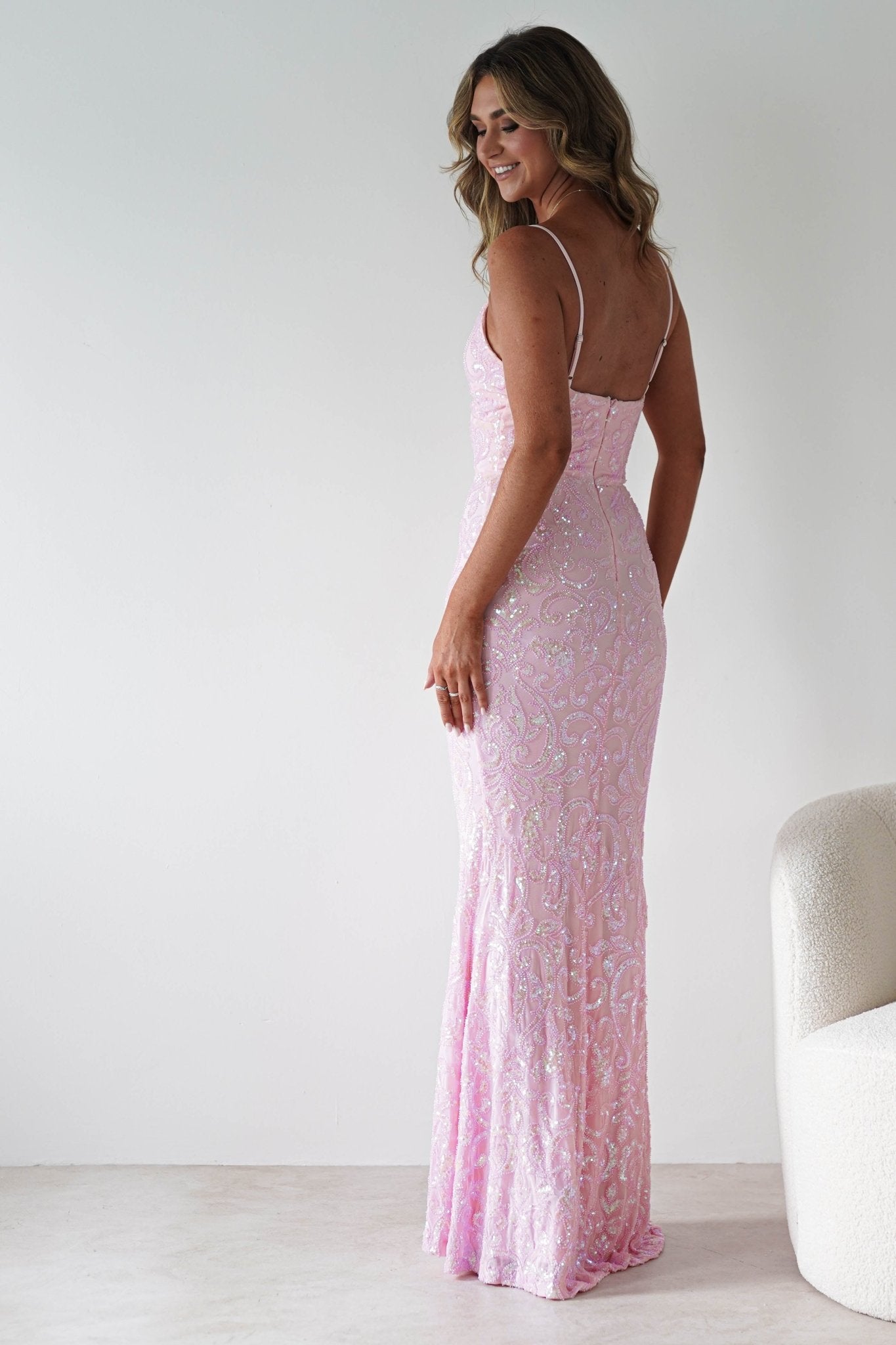 Aster Iridescent Beaded Embellished Gown | Pink | Oh Hello Clothing | S (8)