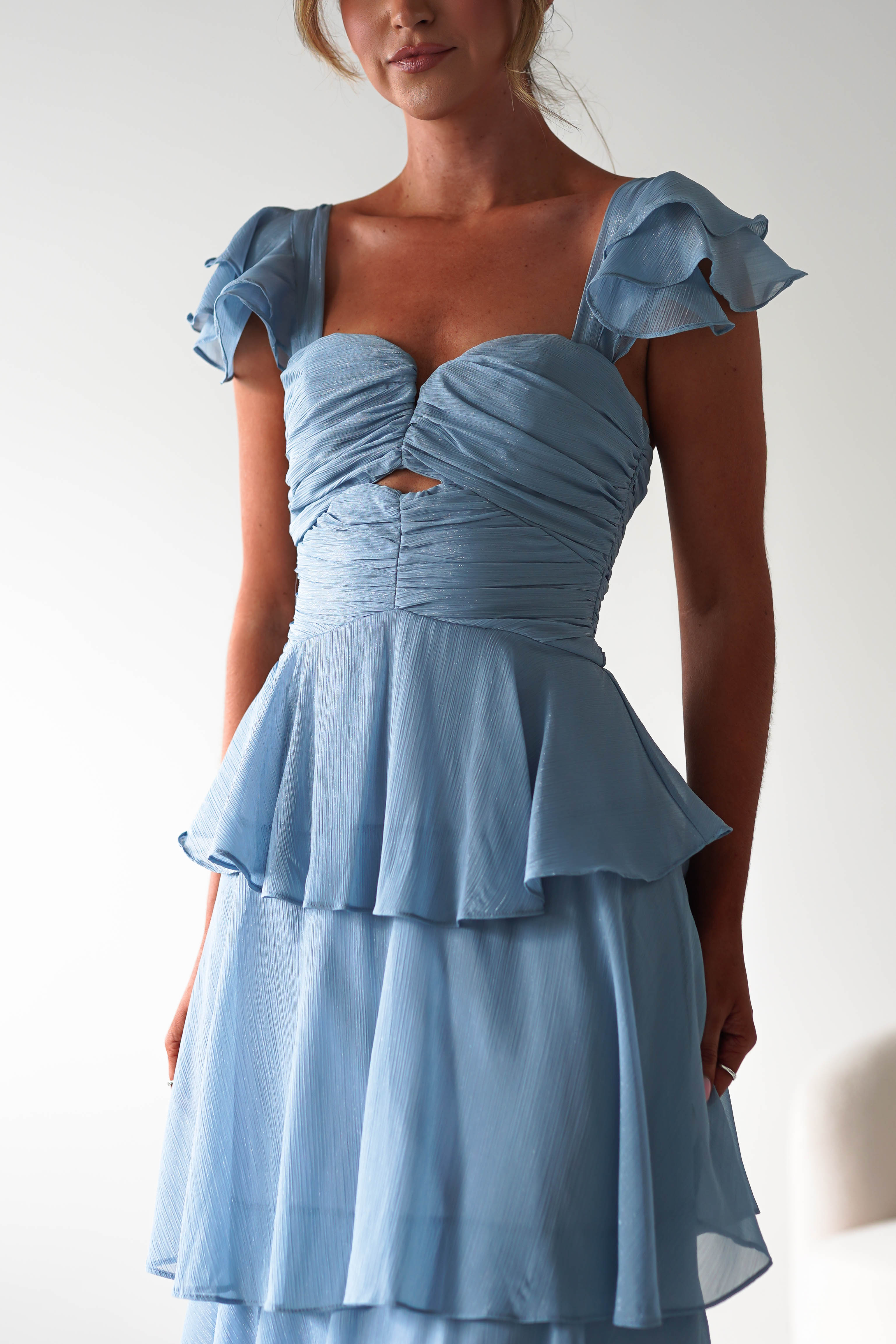 Audette Ruffle Tiered Maxi Dress | Blue - Oh Hello Clothing