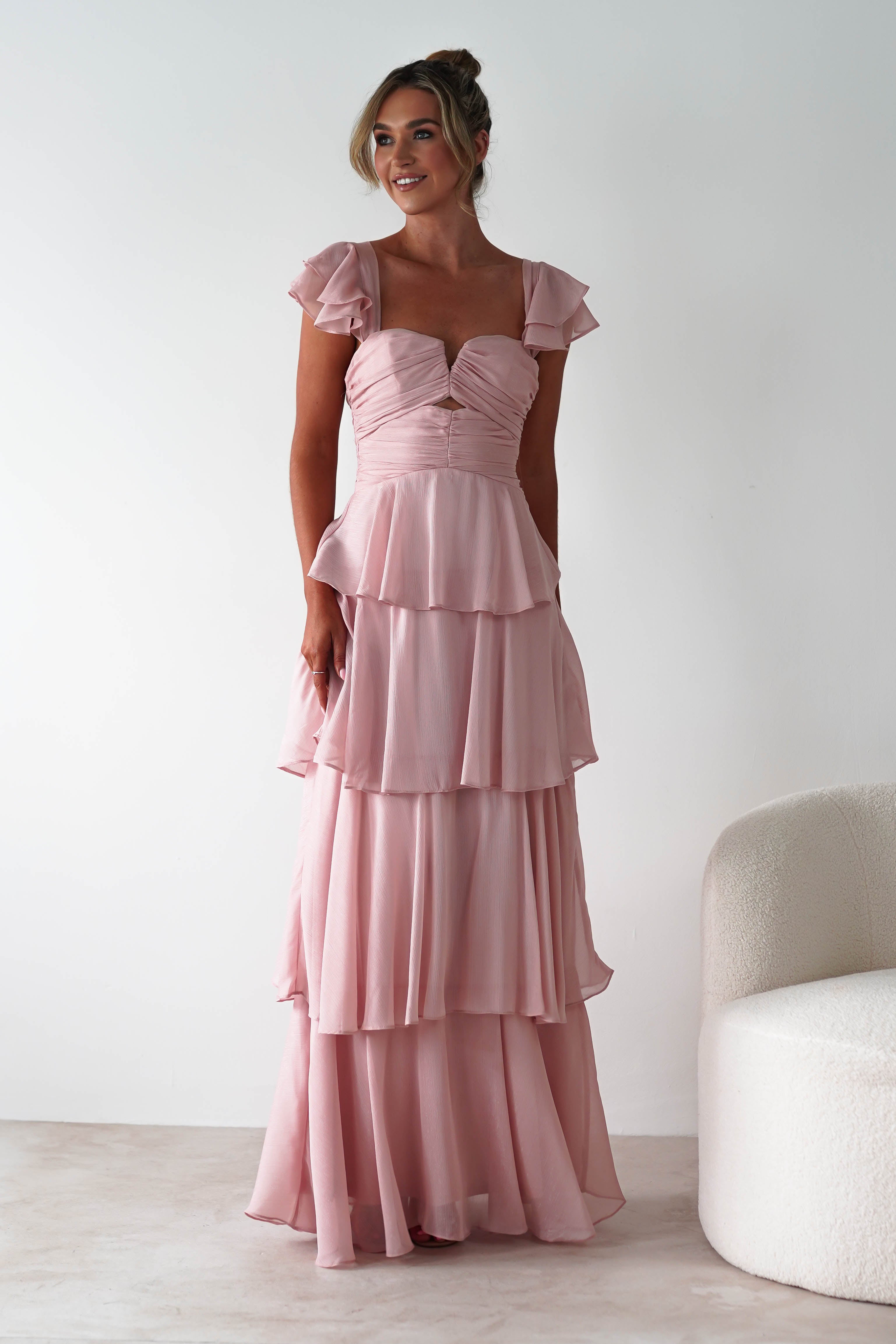 Audette Ruffle Tiered Maxi Dress | Blush - Oh Hello Clothing