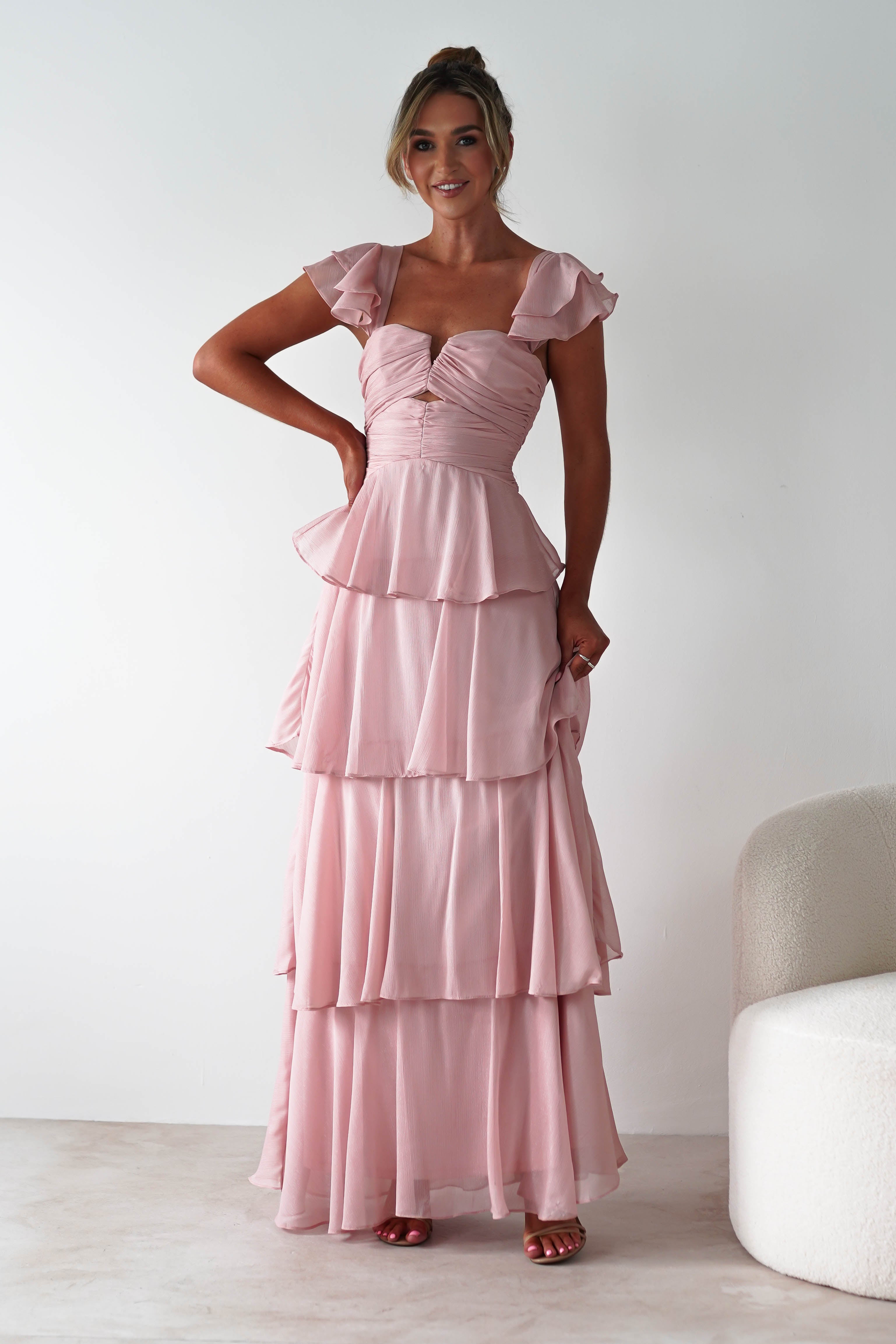 Audette Ruffle Tiered Maxi Dress | Blush - Oh Hello Clothing
