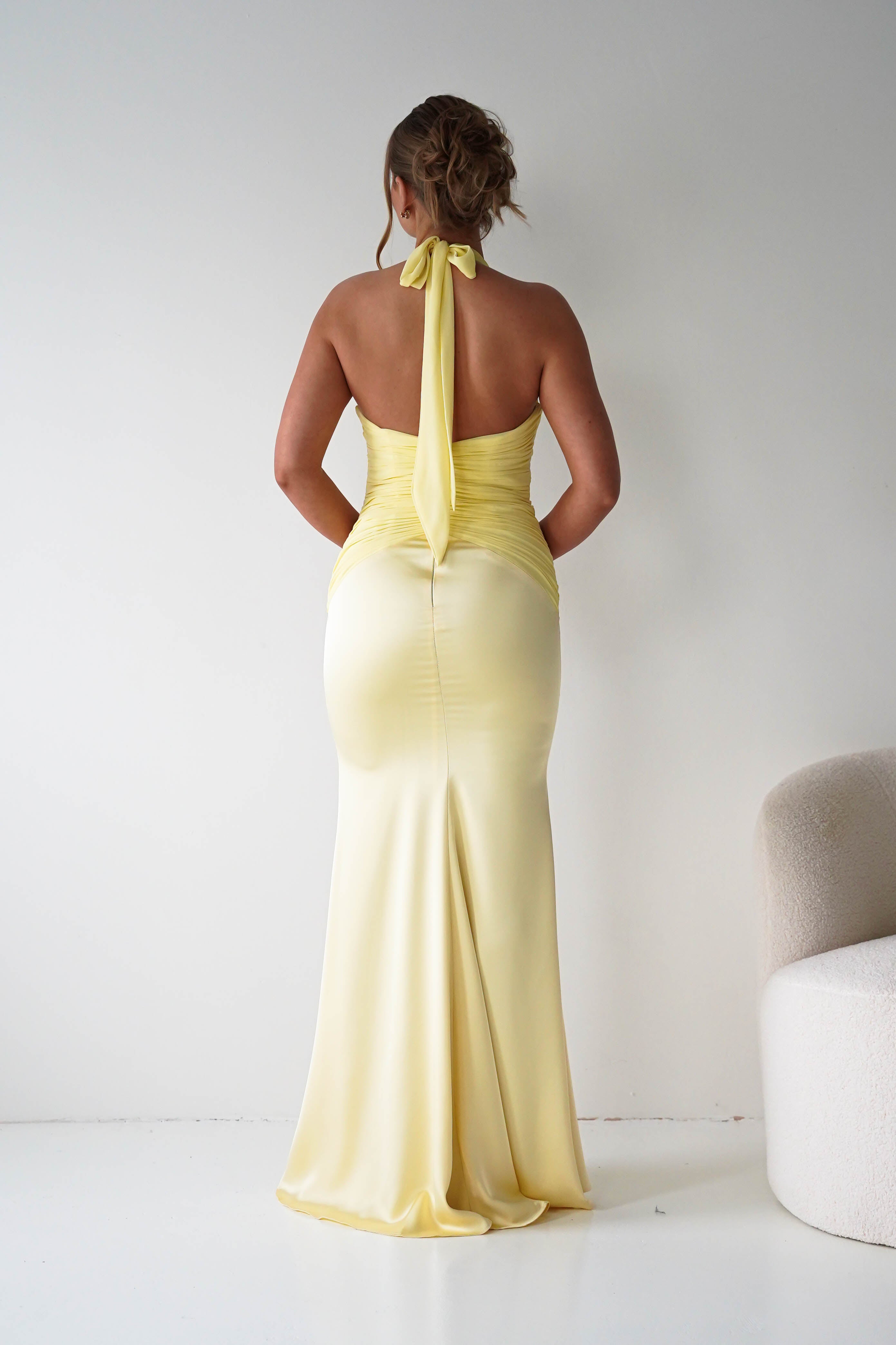Oh Hello Clothing Women > Clothing > Dresses Austin Bodycon Halterneck Maxi Dress | Yellow