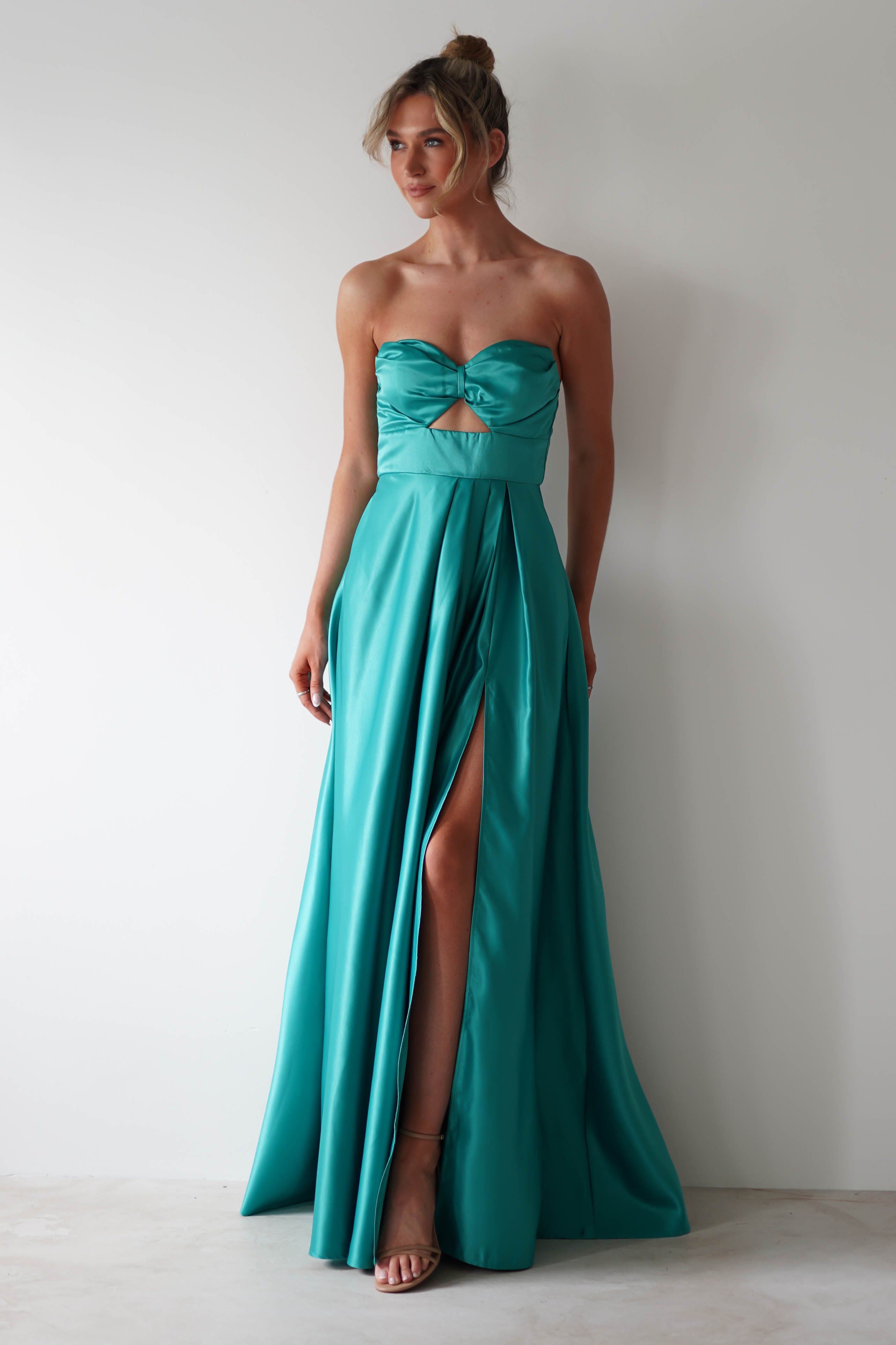 Ava Strapless Maxi Dress | Green | Oh Hello Clothing | S (8)