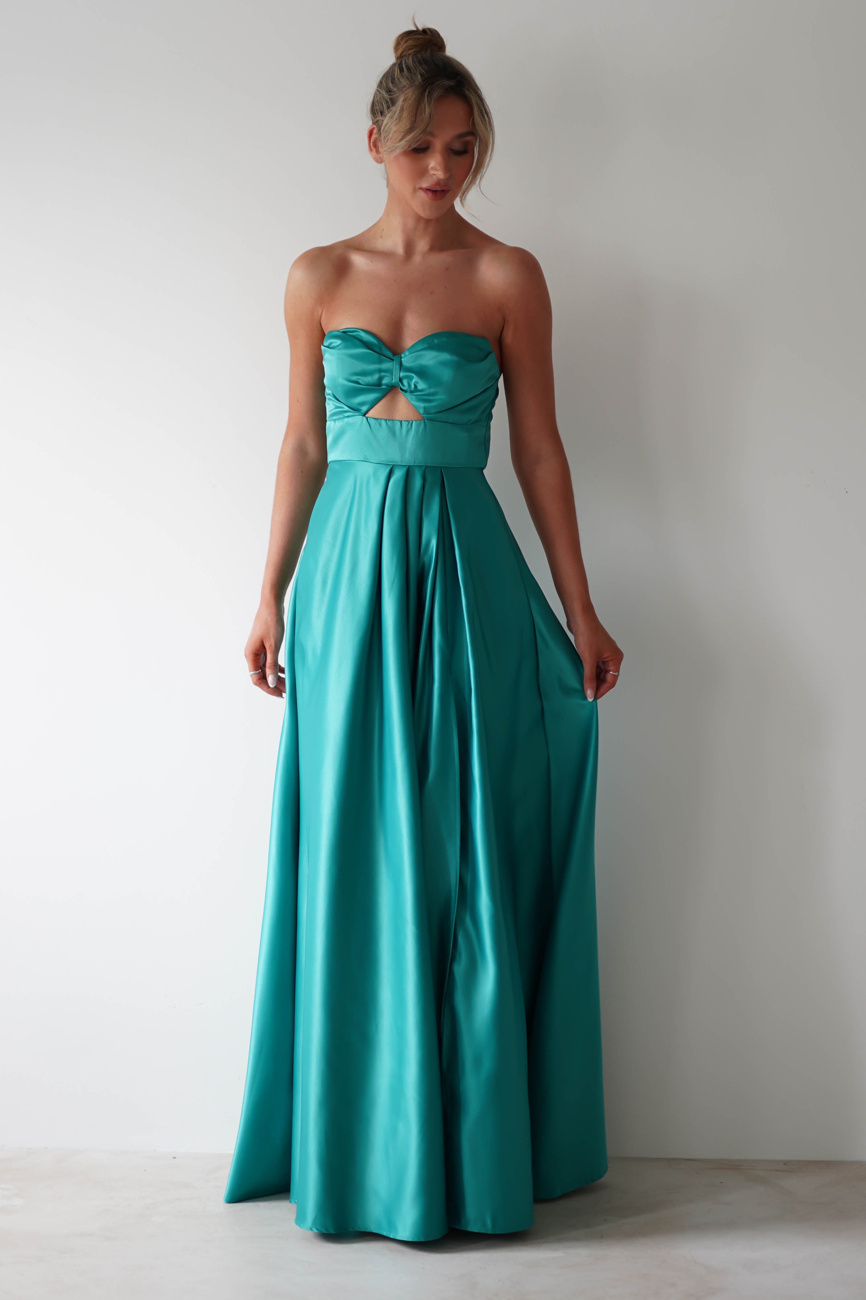Ava Strapless Maxi Dress | Green | Oh Hello Clothing | S (8)