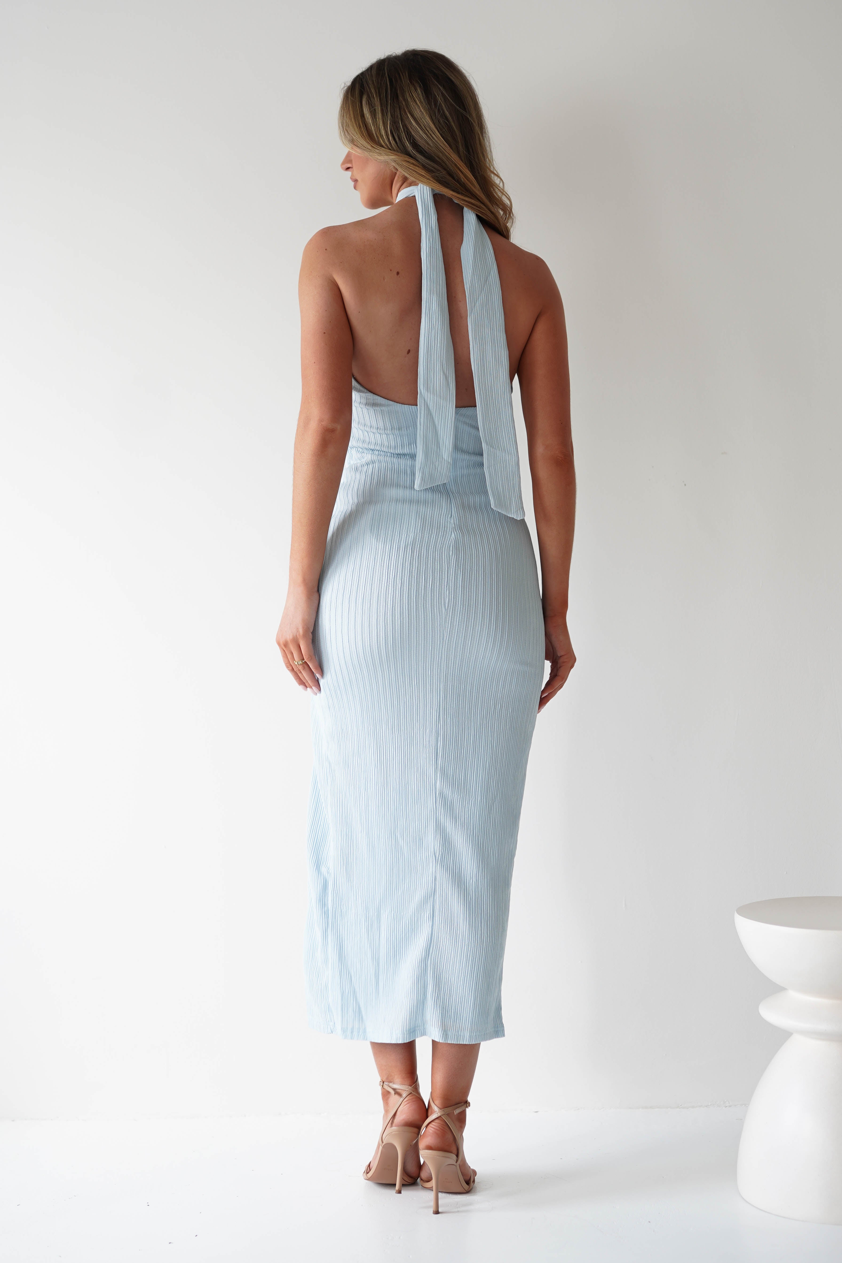 Bernice Ribbed Midaxi Dress | Light Blue | Oh Hello Clothing | XS (6)