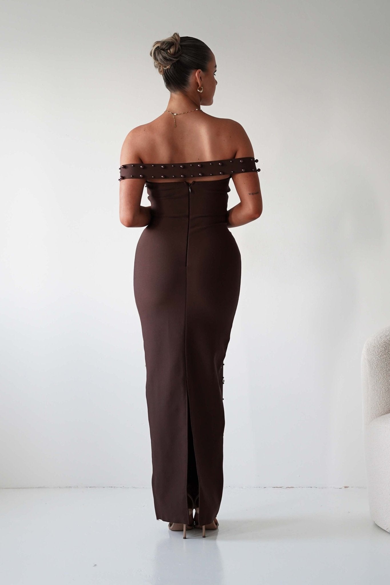 Oh Hello Clothing Dresses 1*DONE-Blayke Bodycon Bandage Maxi Dress BROWN