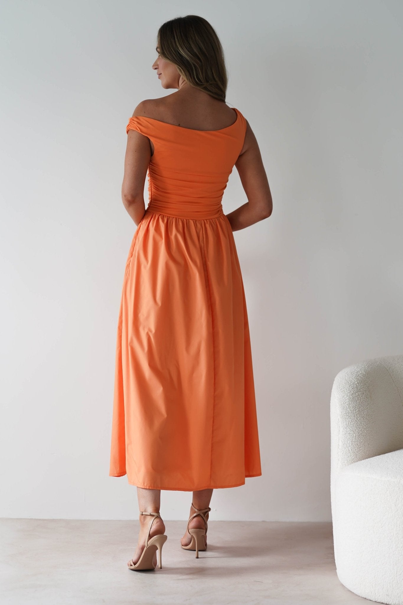 Bloom Skater Midaxi Dress | Orange | Oh Hello Clothing | XS (6)