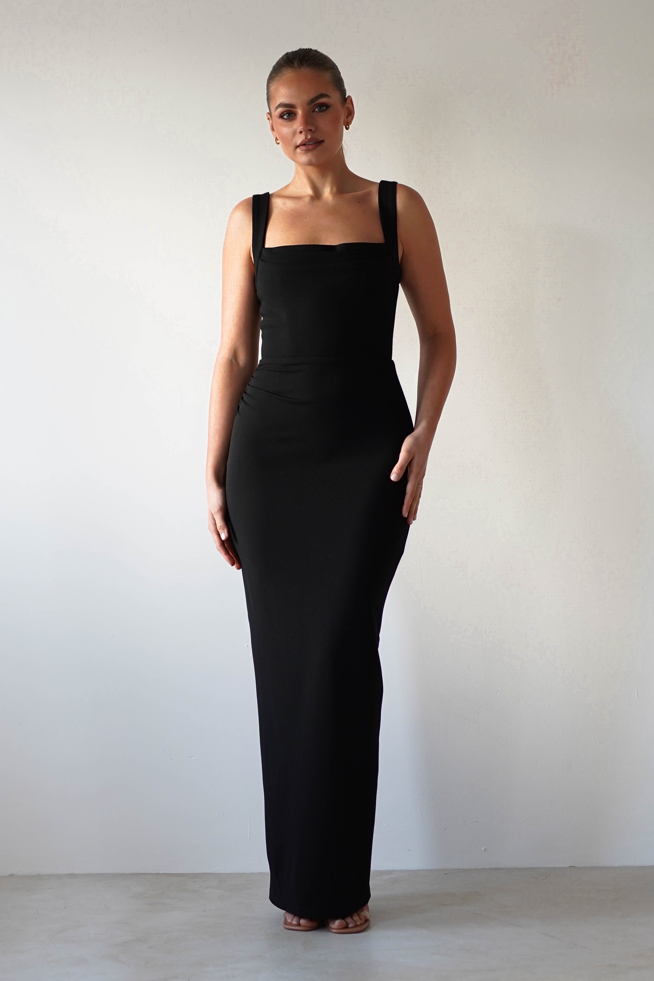Brooke Square Neck Maxi Dress | Black - Oh Hello Clothing