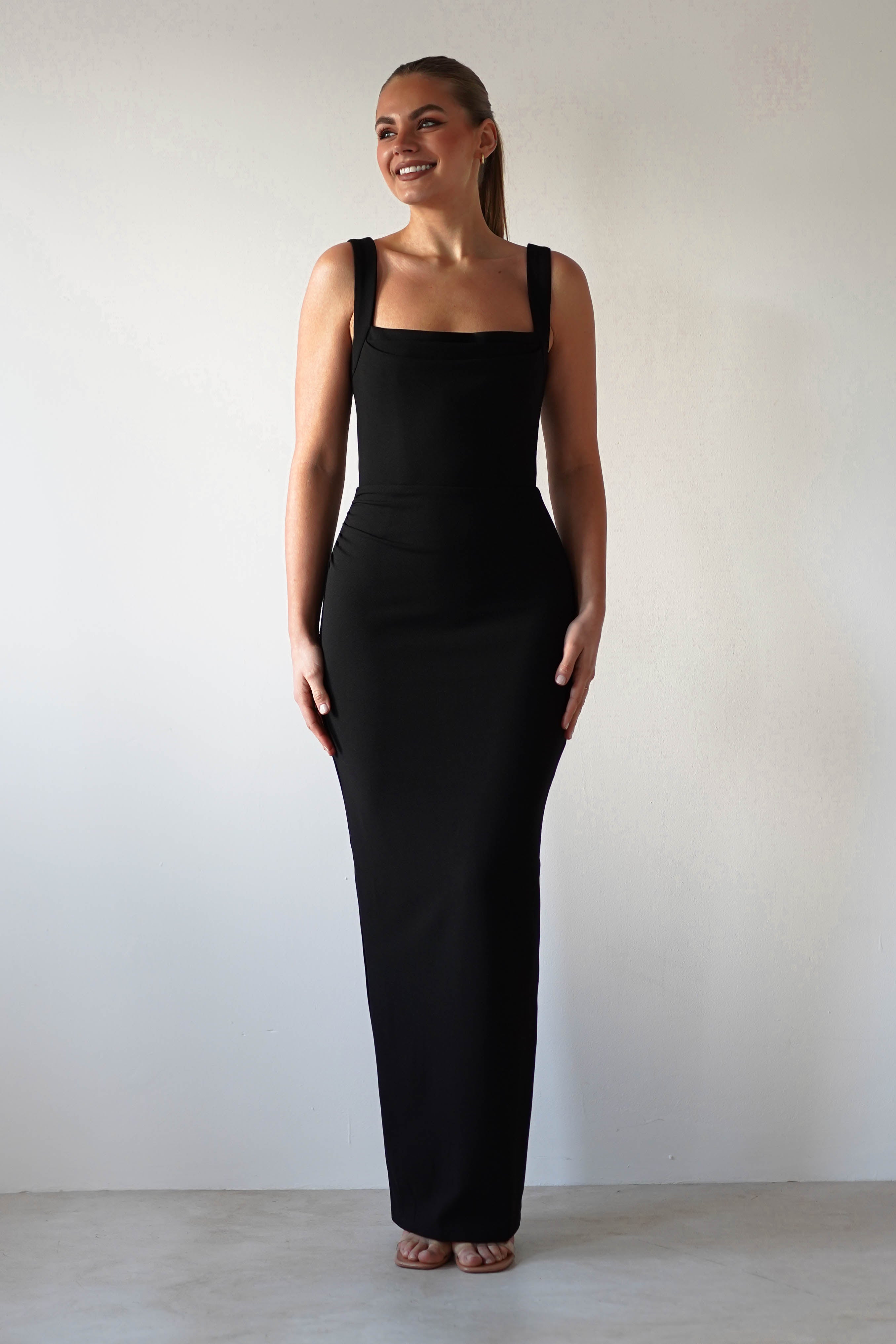 Brooke Square Neck Maxi Dress | Black - Oh Hello Clothing