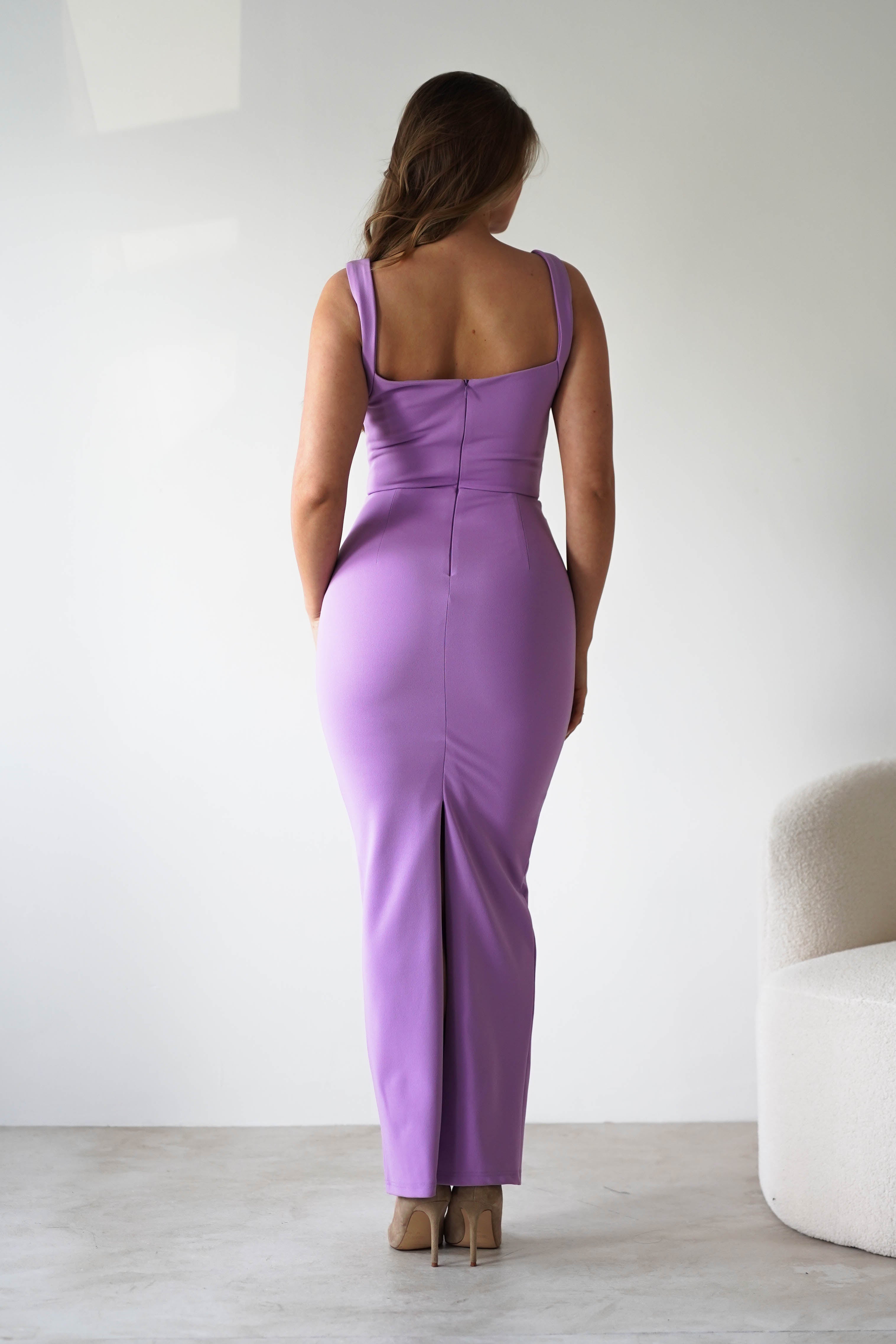 Brooke Square Neck Maxi Dress | Lilac | Oh Hello Clothing | XS (6)