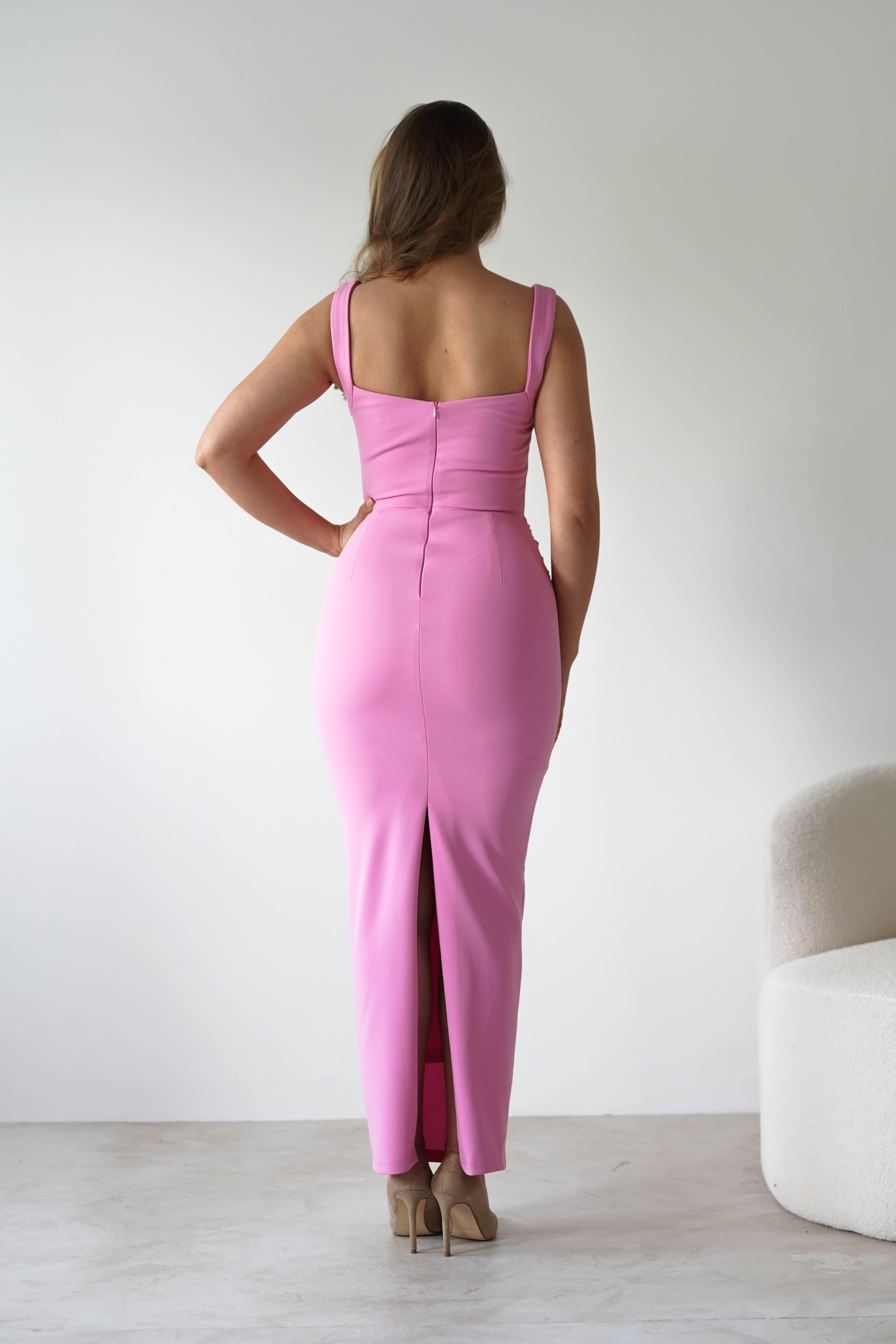 Brooke Square Neck Maxi Dress | Pink | Oh Hello Clothing | XS (6)