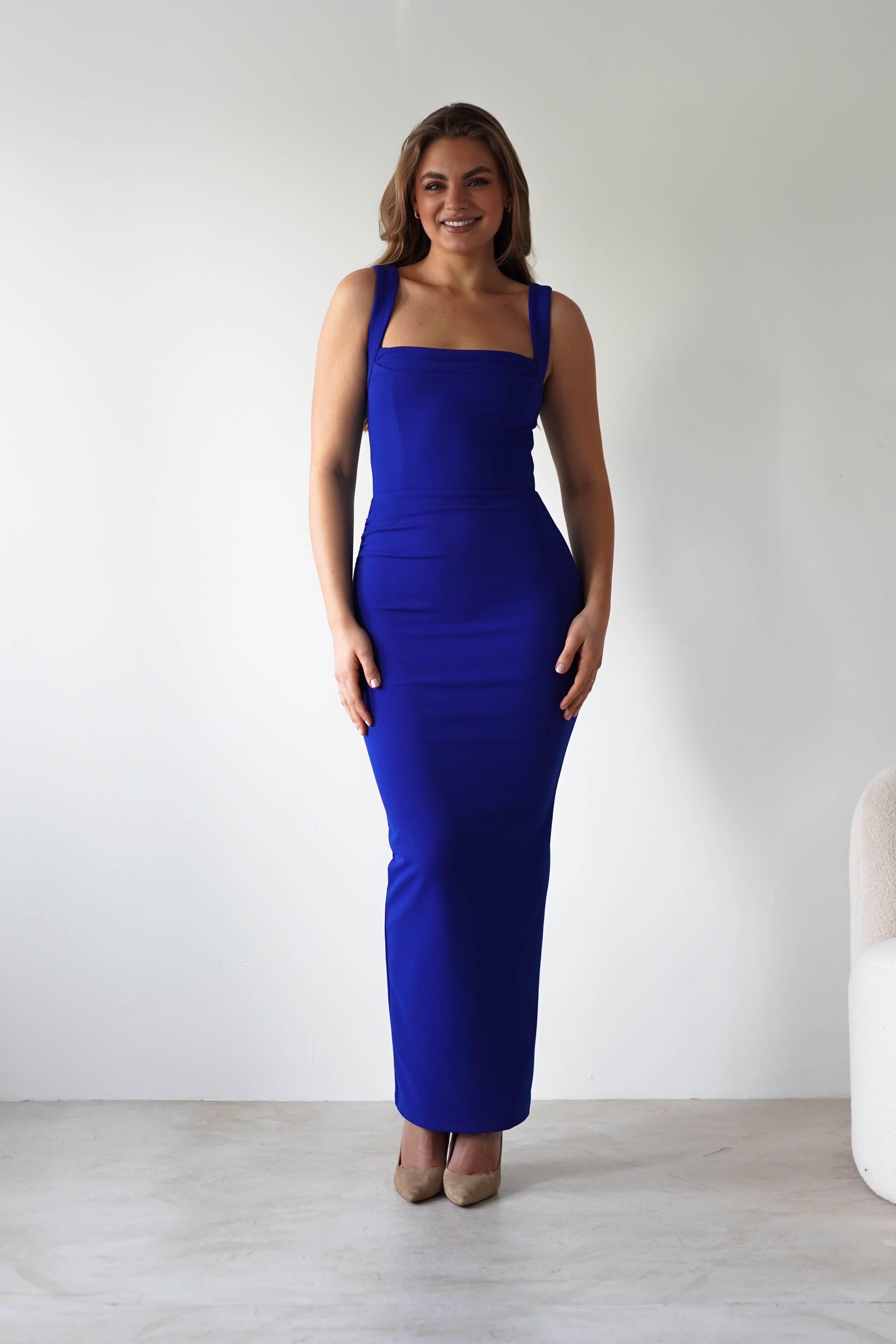 Brooke Square Neck Maxi Dress | Royal Blue | Oh Hello Clothing | XS (6)