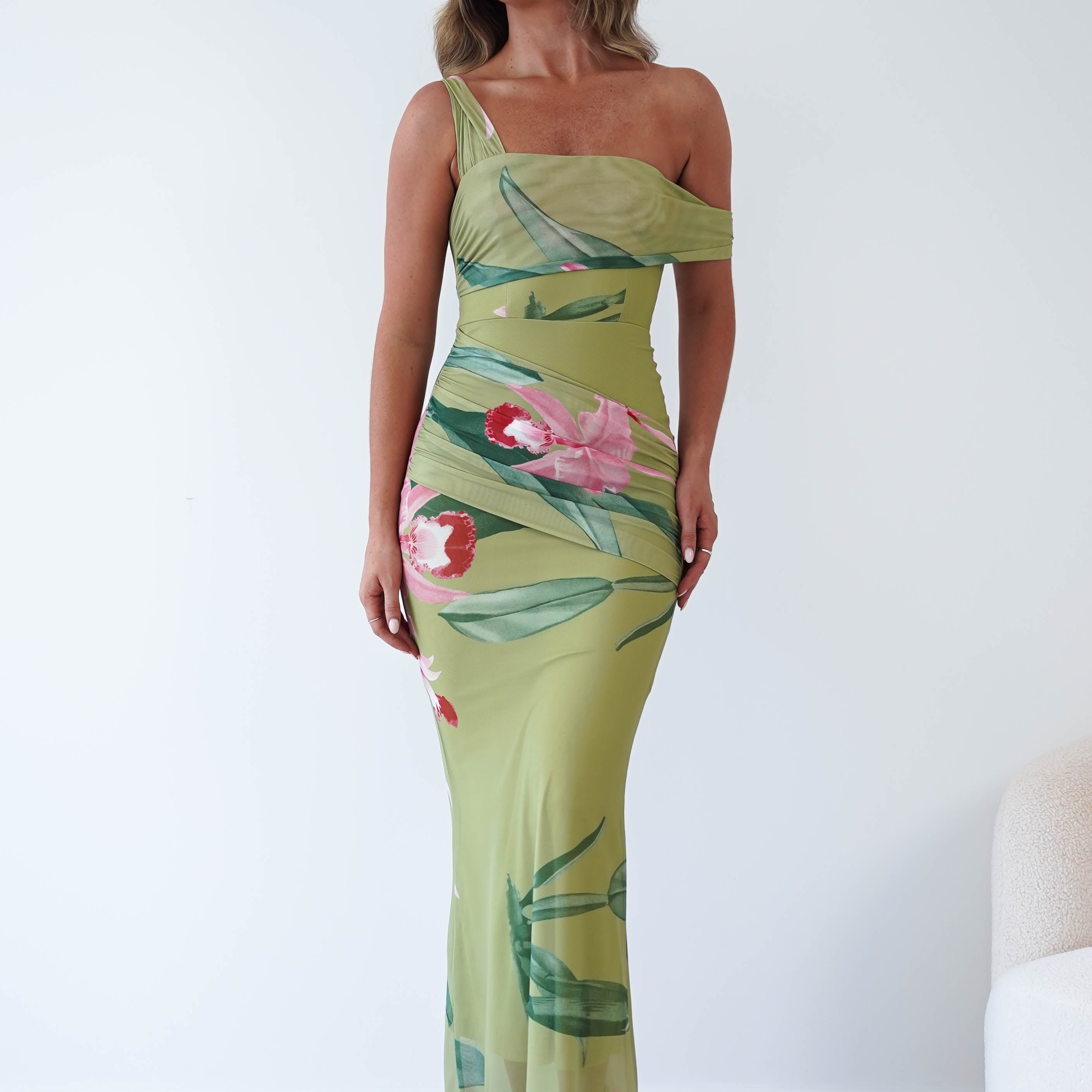 Oh Hello Clothing Women > Clothing > Dresses Cancun Floral Print Mesh Maxi Dress | Green