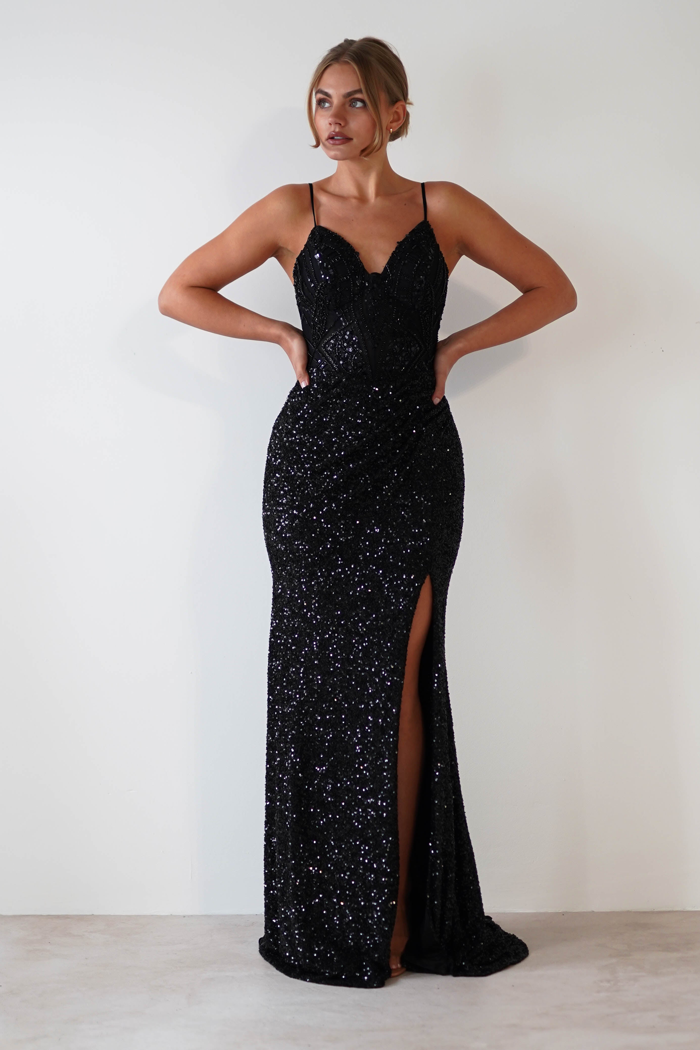 Candyce Sequin Mermaid Gown | Black | Oh Hello Clothing | S (8)