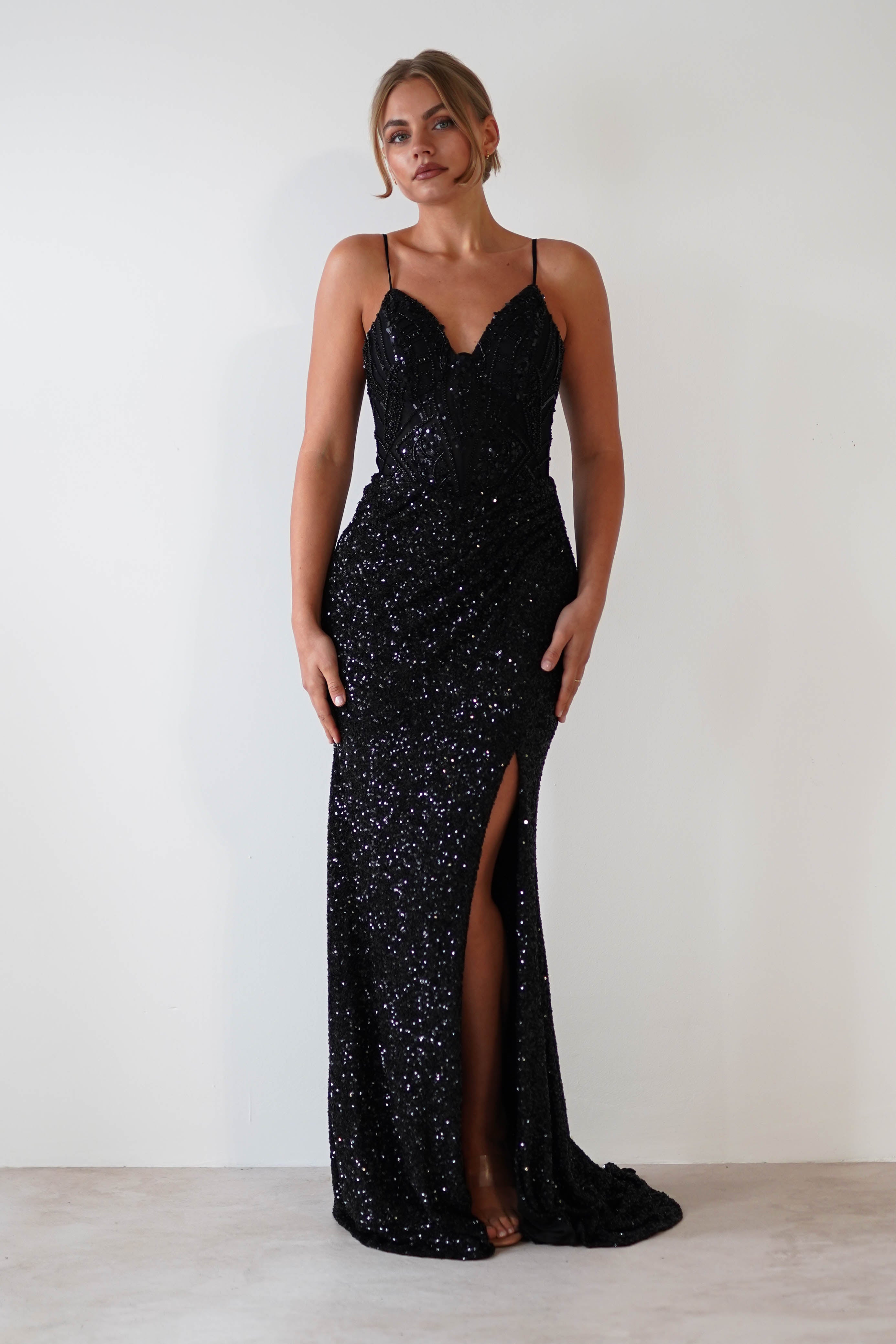 Candyce Sequin Mermaid Gown | Black | Oh Hello Clothing | S (8)