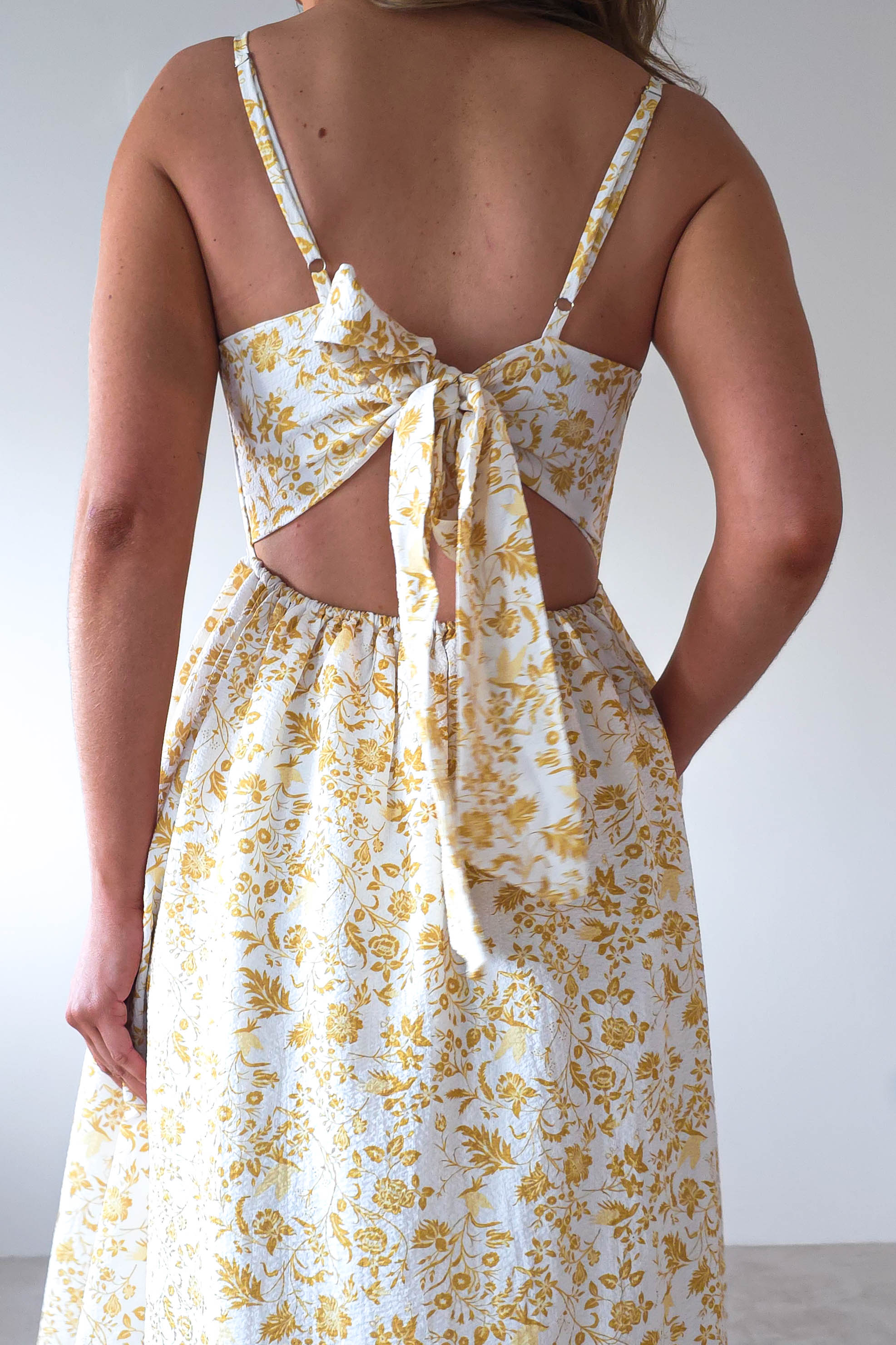Carolyn Floral Print Maxi Dress | Yellow Print | Oh Hello Clothing | XS (6)