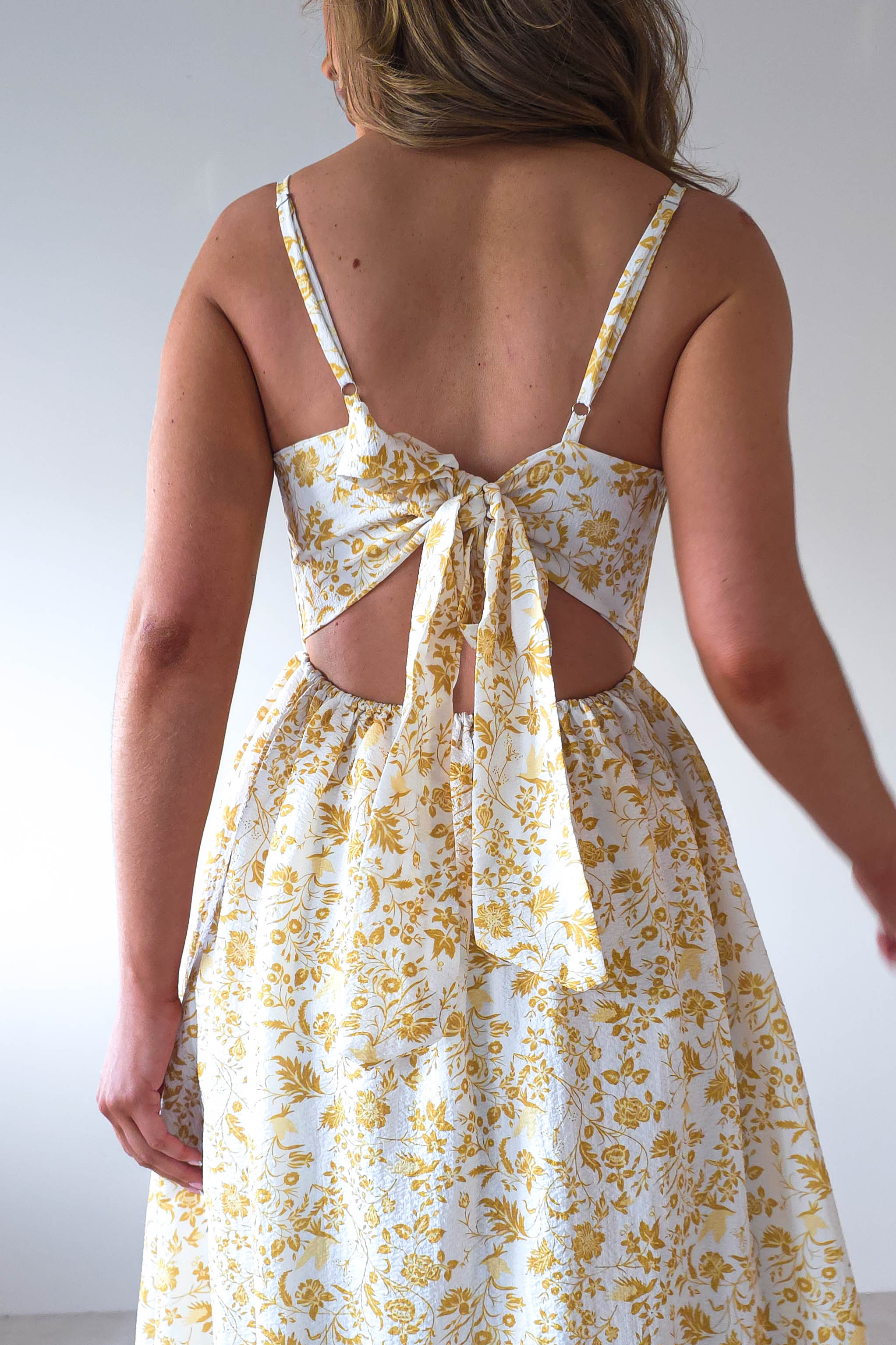 Carolyn Floral Print Maxi Dress | Yellow Print | Oh Hello Clothing | XS (6)