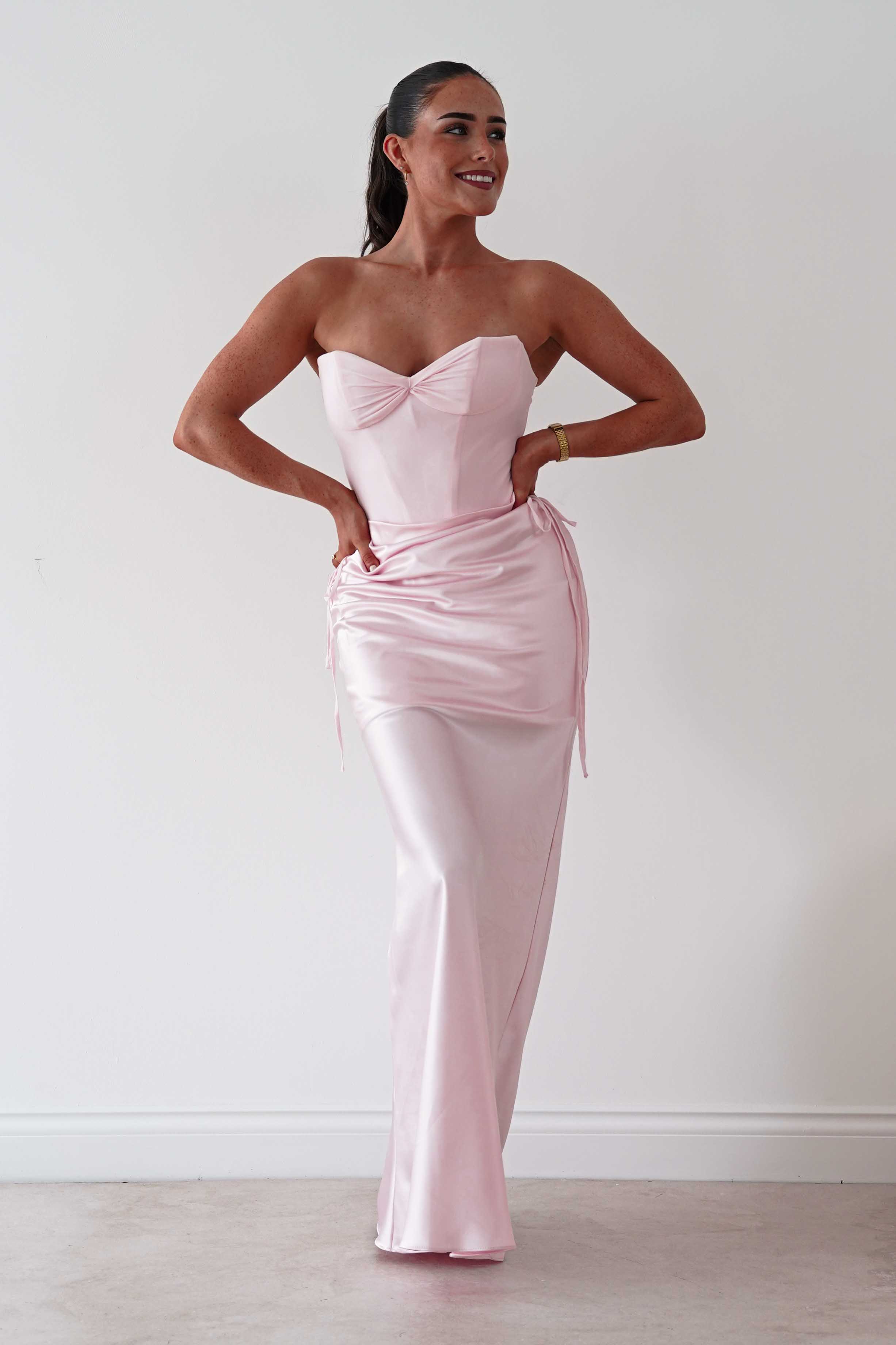 Oh Hello Clothing Dresses > Prom Dresses Cassie Strapless Corset Maxi Dress | Pink