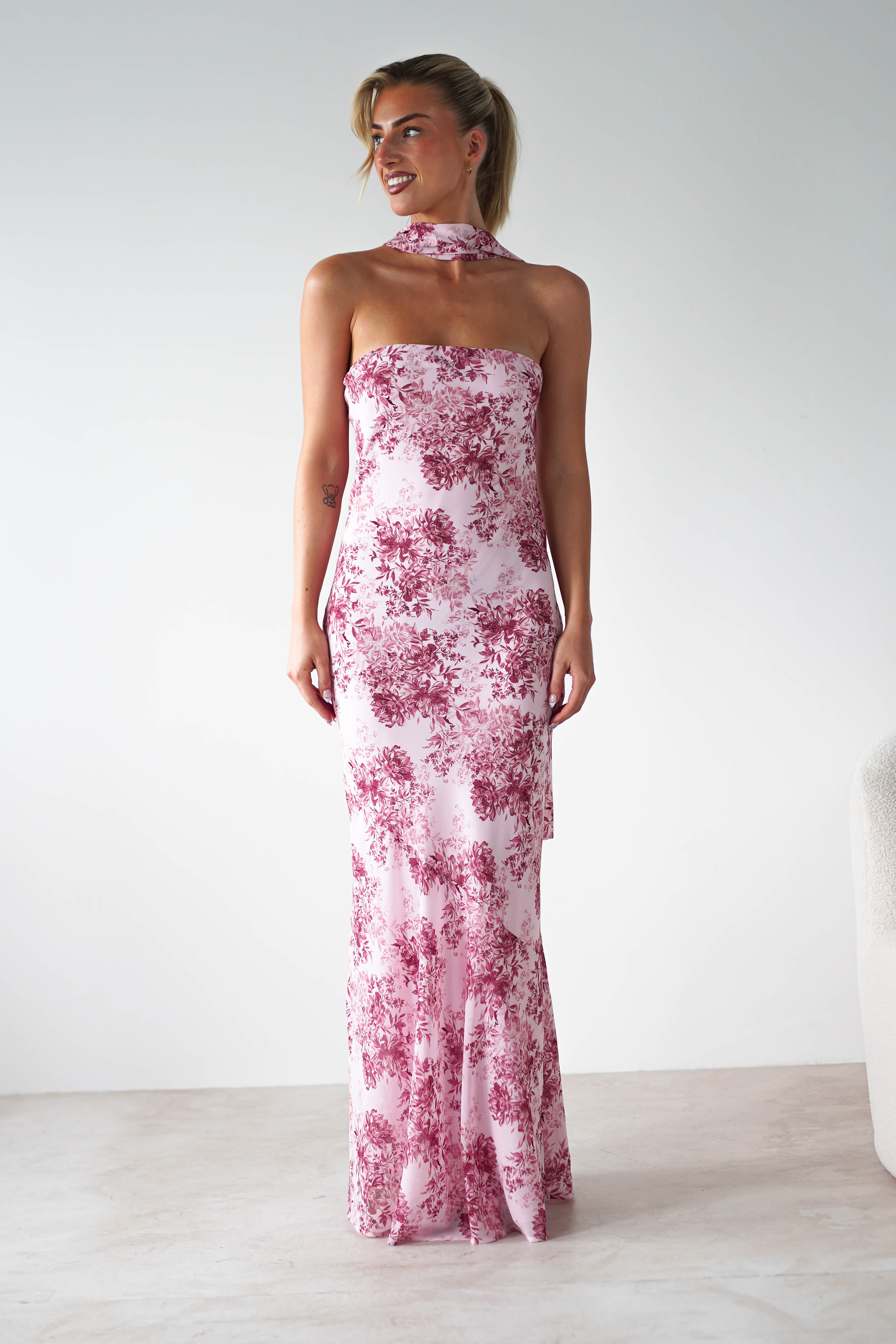 Charlene Floral Chiffon Maxi Dress | Pink Print | Oh Hello Clothing | S (8)