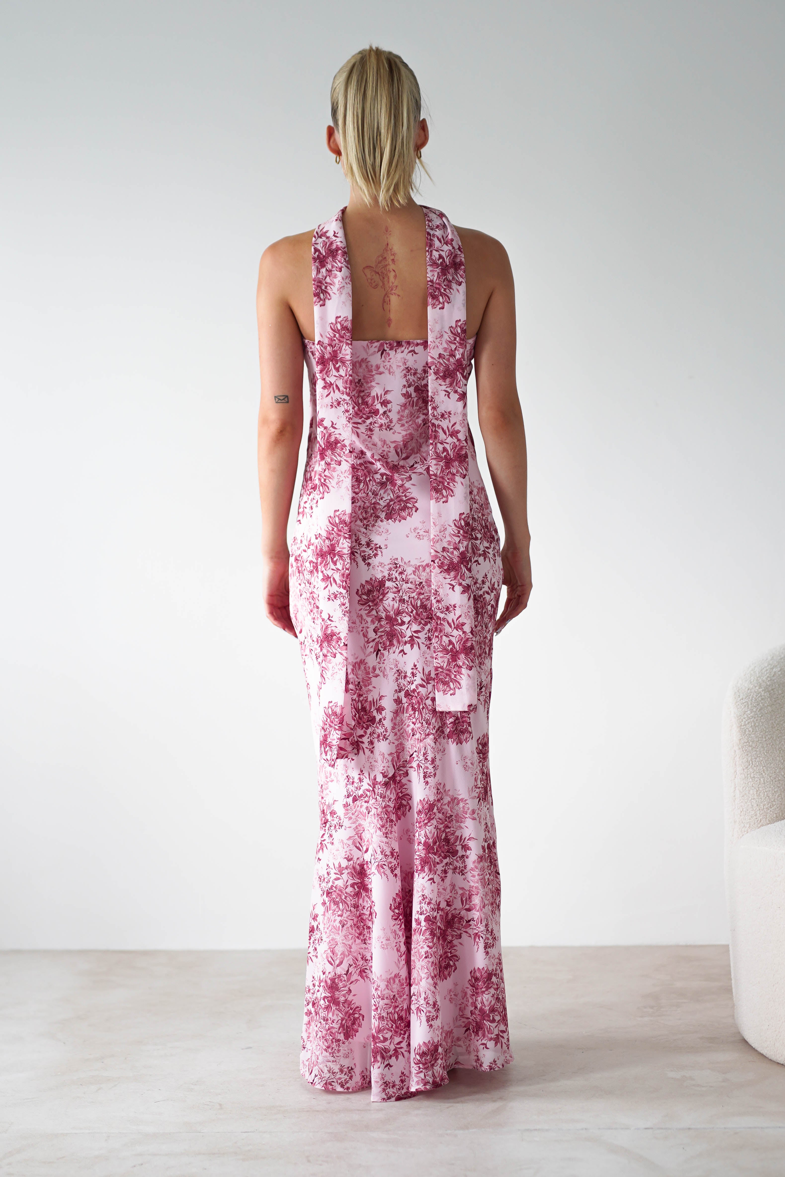 Charlene Floral Chiffon Maxi Dress | Pink Print | Oh Hello Clothing | S (8)