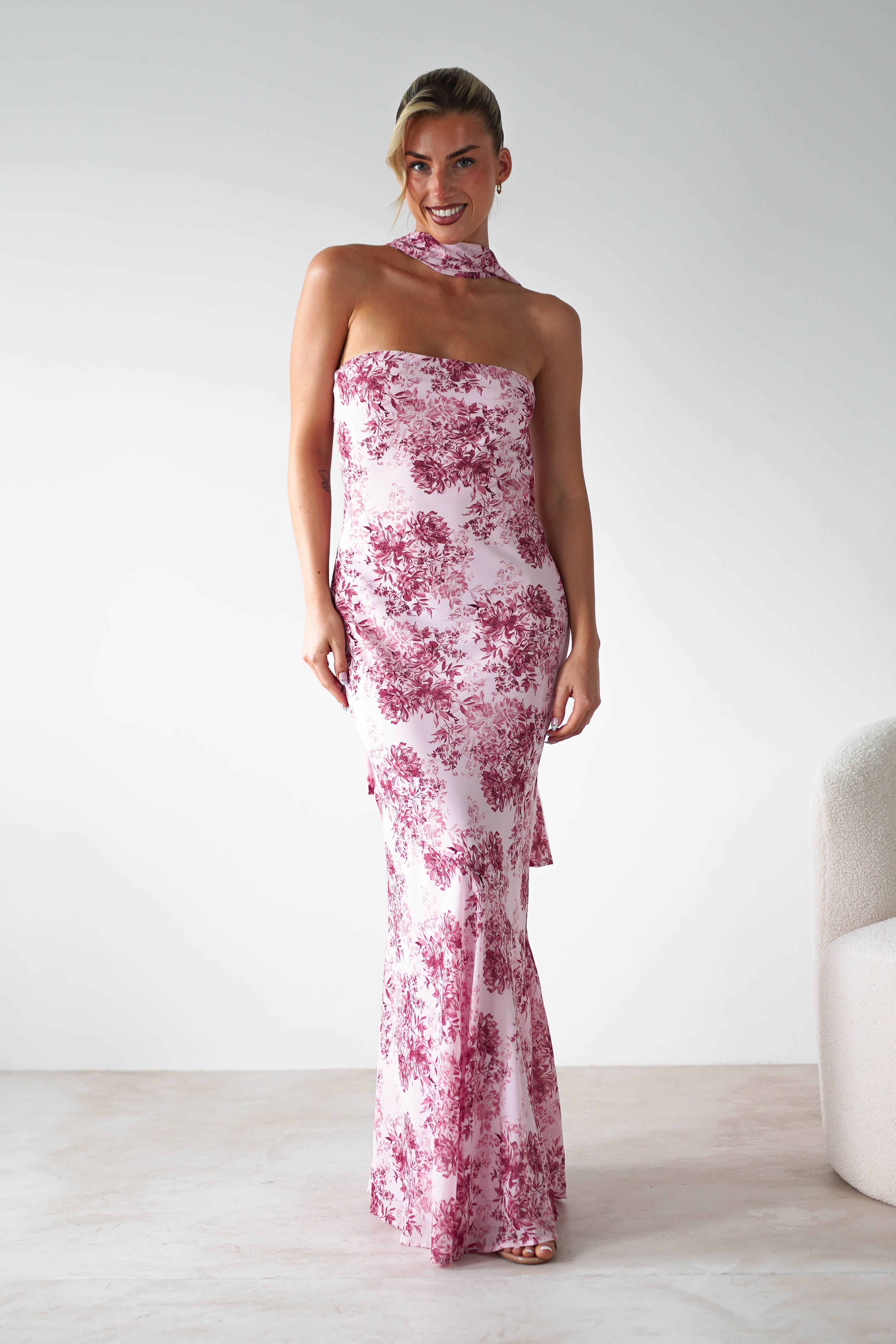 Charlene Floral Chiffon Maxi Dress | Pink Print | Oh Hello Clothing | S (8)