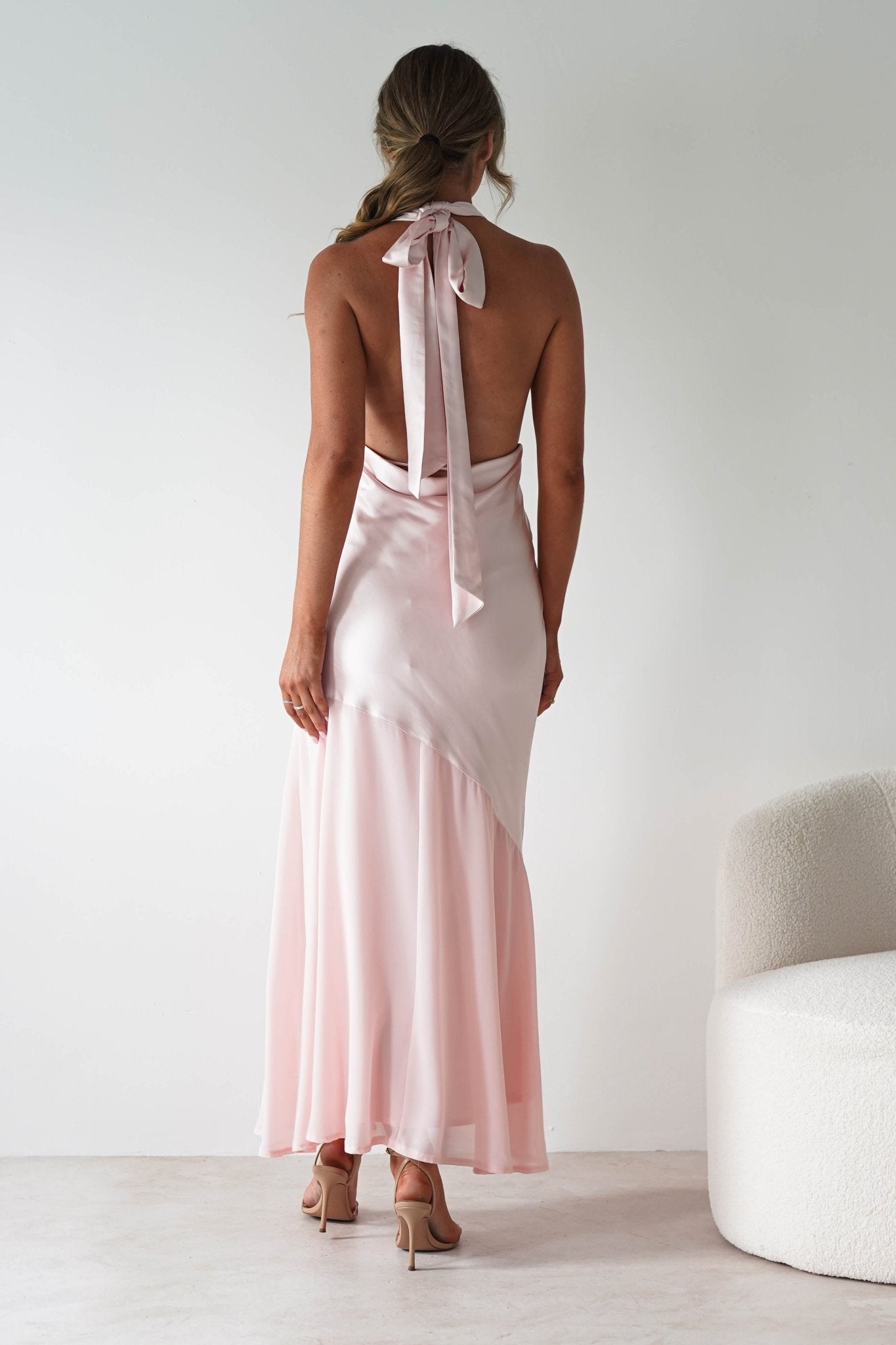 Cheree Silky Halterneck Maxi Dress | Pink | Oh Hello Clothing | XS (6)