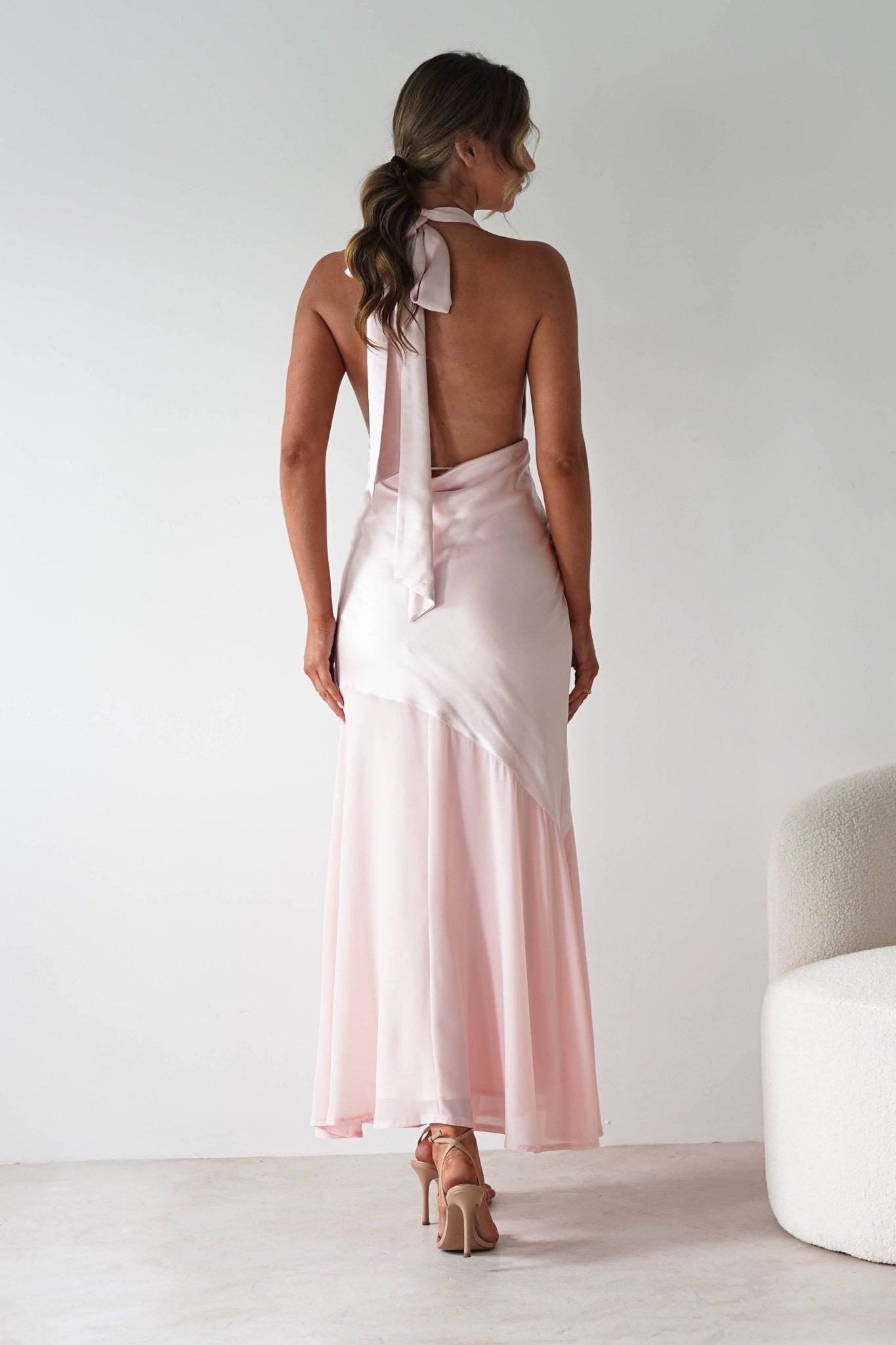 Cheree Silky Halterneck Maxi Dress | Pink | Oh Hello Clothing | XS (6)