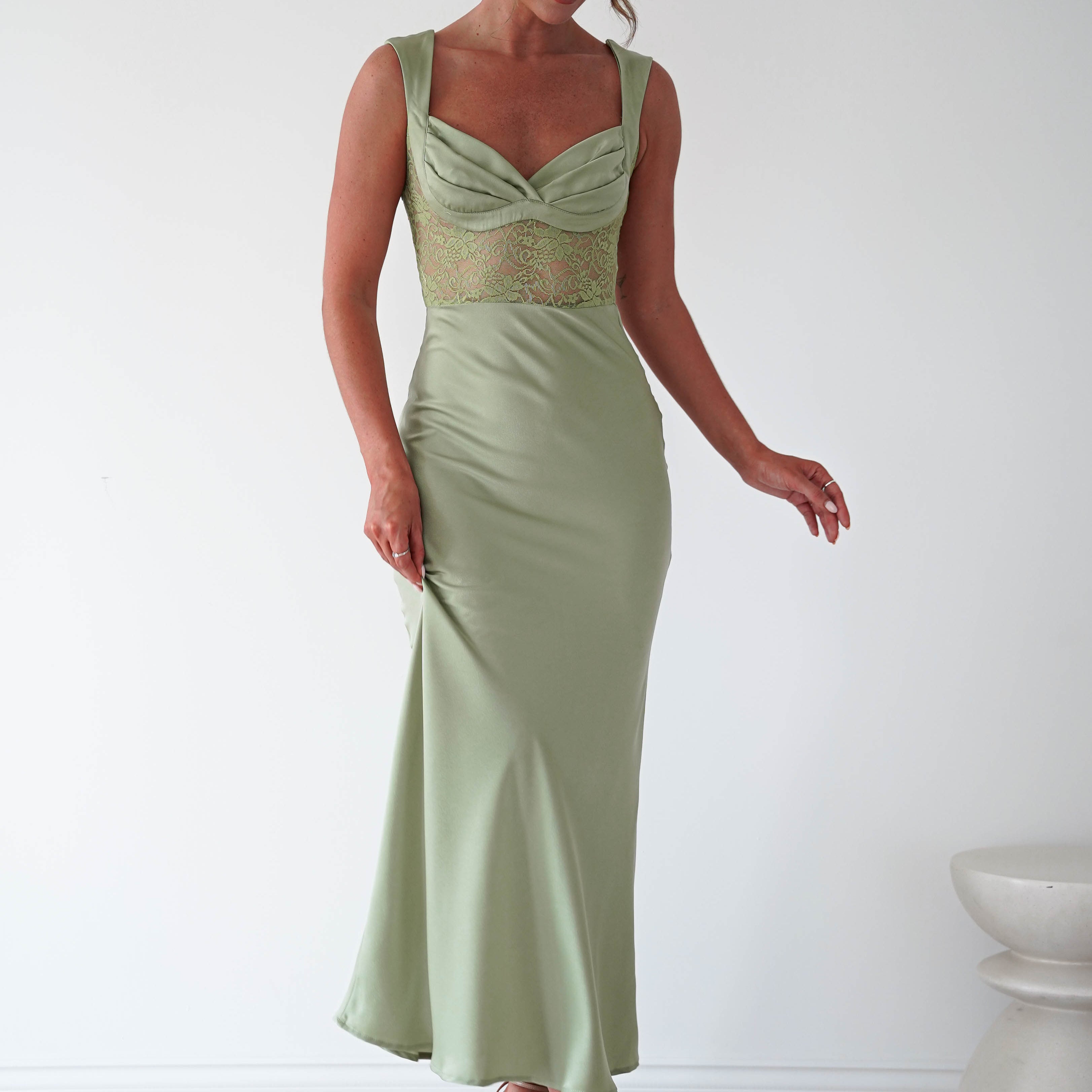 Oh Hello Clothing Women > Clothing > Dresses Cleo Lace Detail Maxi Dress | Sage Green