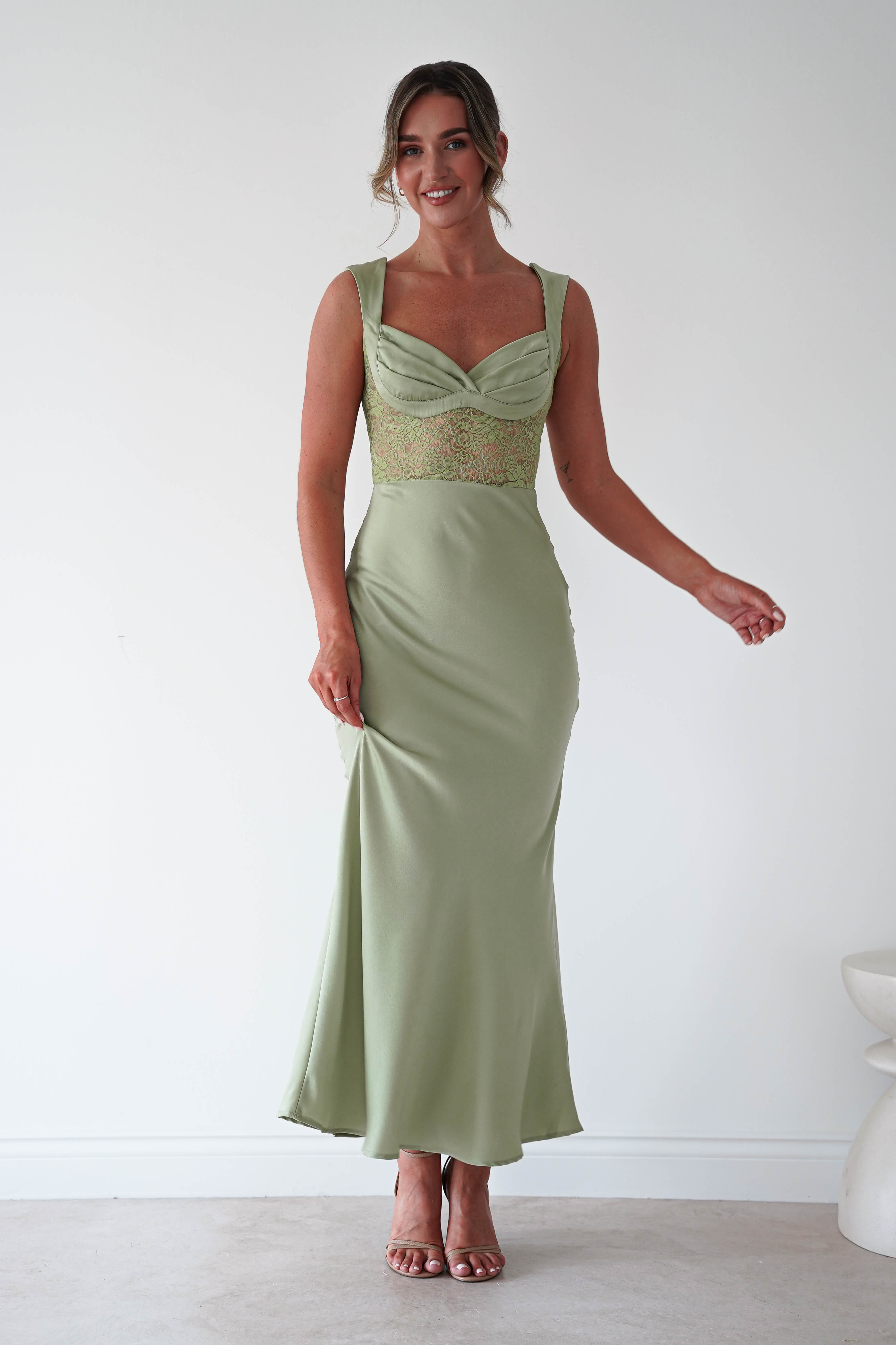 Oh Hello Clothing Women > Clothing > Dresses Cleo Lace Detail Maxi Dress | Sage Green