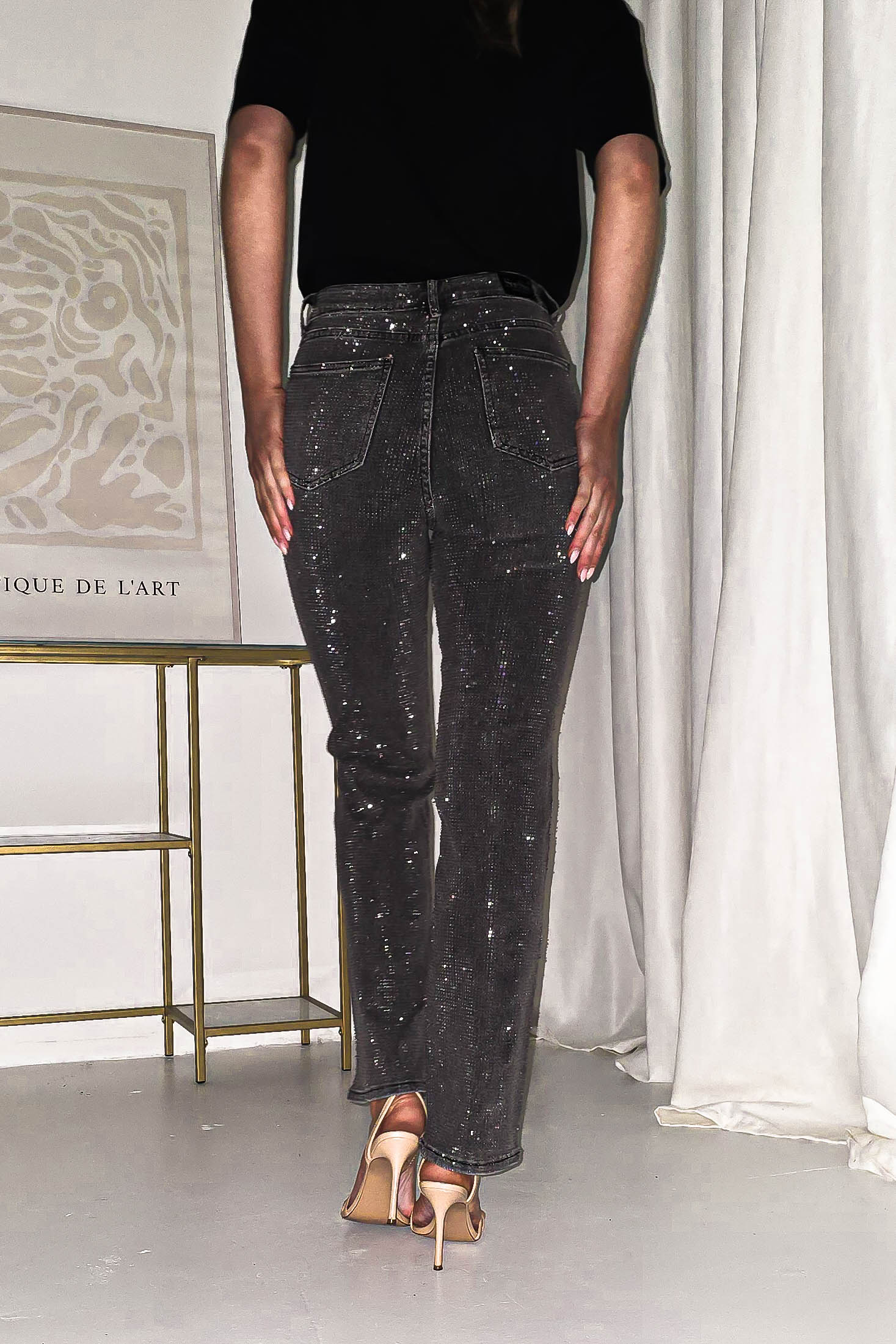 Coleen Sparkle Diamante Jeans | Grey | Oh Hello Clothing | 34 (XS)