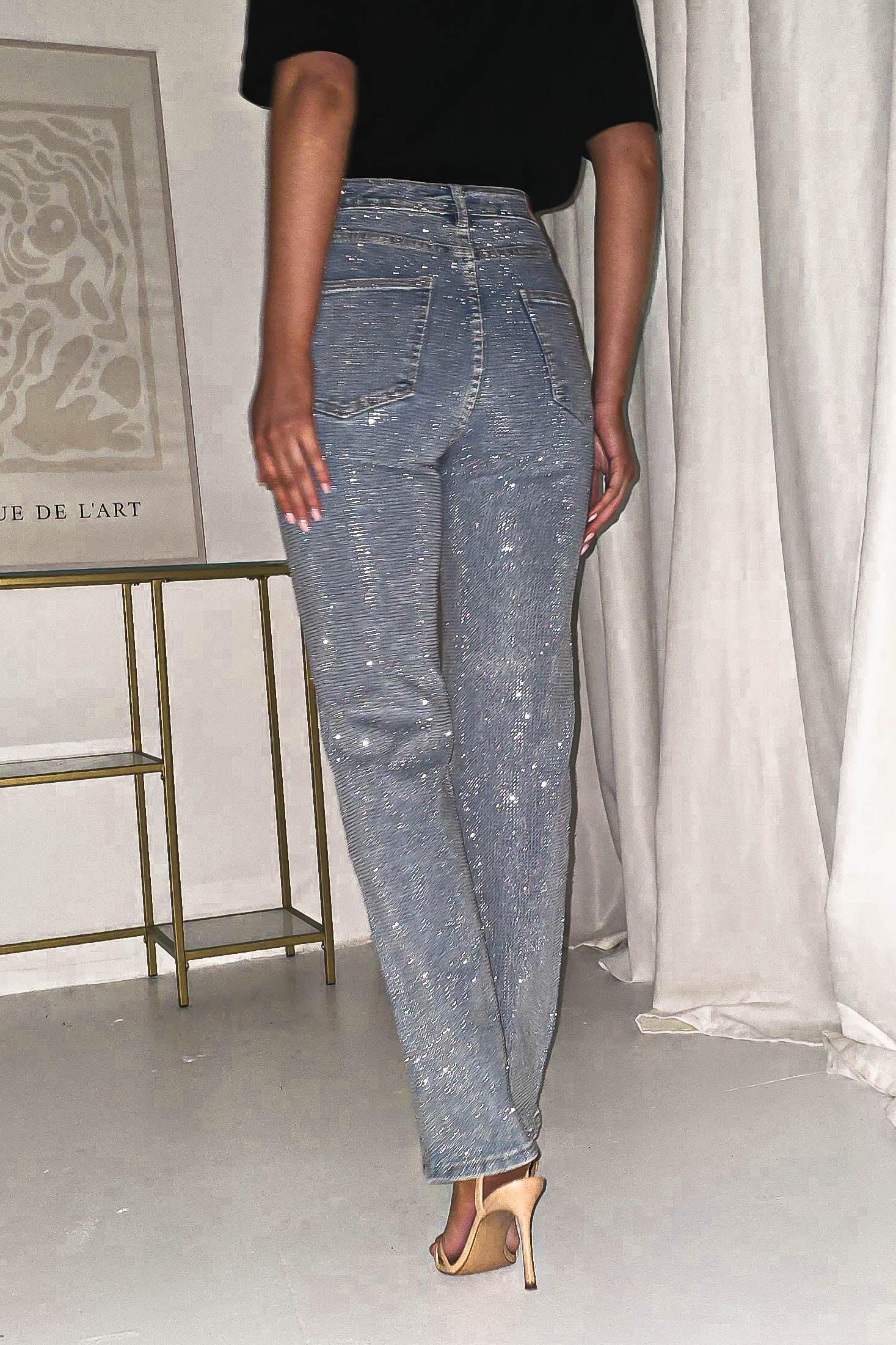 Coleen Sparkle Diamante Jeans | Light Blue | Oh Hello Clothing | 34 (XS)