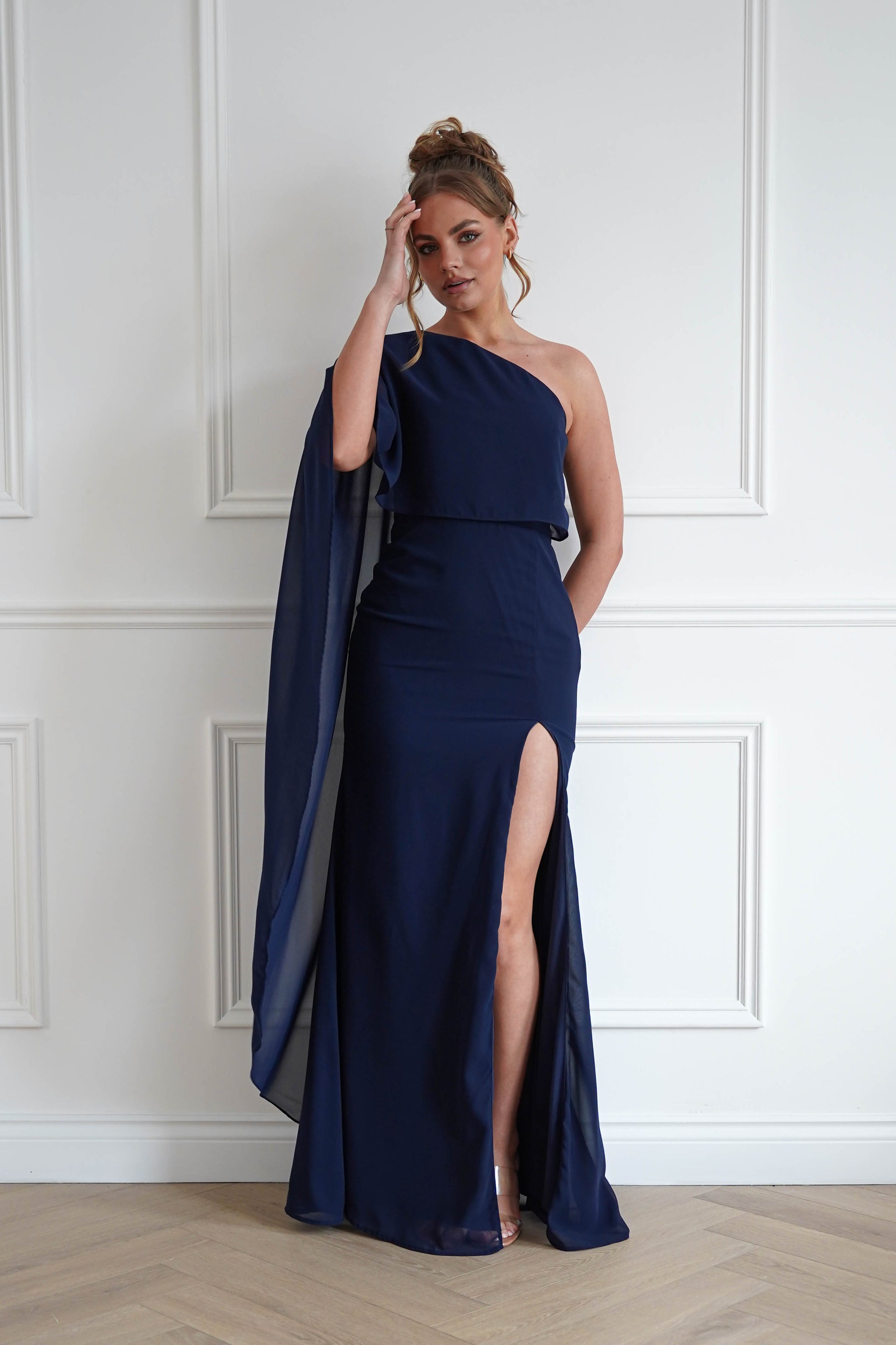 navy blue dress one shoulder Criselda Chiffon Maxi Color:Only Dress a$10.00 - a$19.99 Dress to impress with Purple Used Hoco Dresses