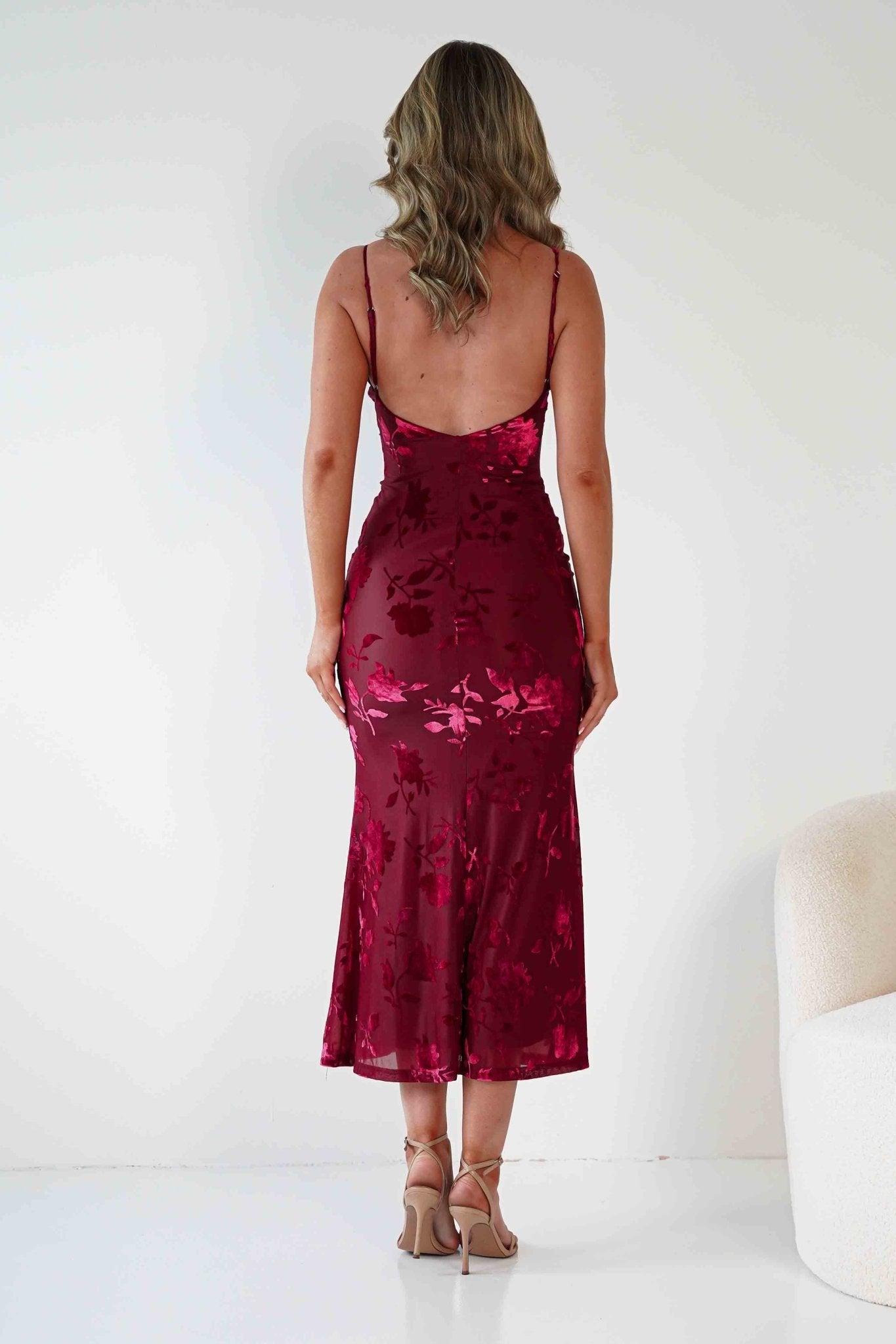 Dahlia Floral Jacquard Maxi Dress | Wine | Oh Hello Clothing | XS (6)