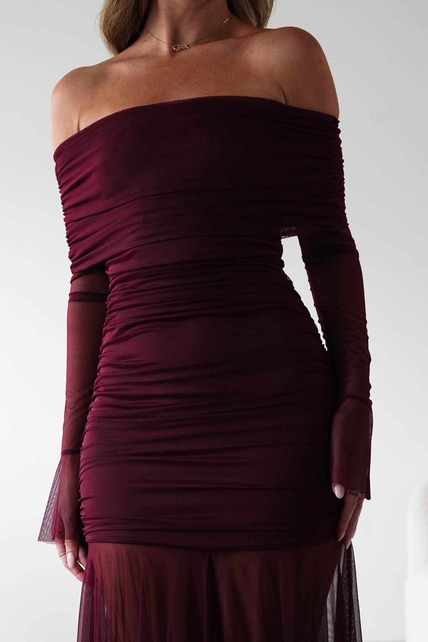 Dalton Mesh Maxi Dress | Wine | Oh Hello Clothing | S (8)
